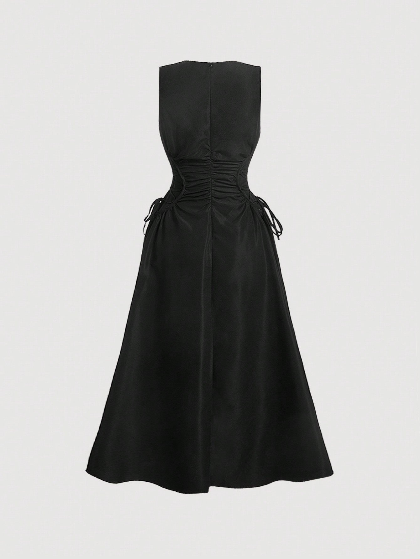 SHEIN MOD Robe longue noire de soirée avec détail froncé et croix latérale