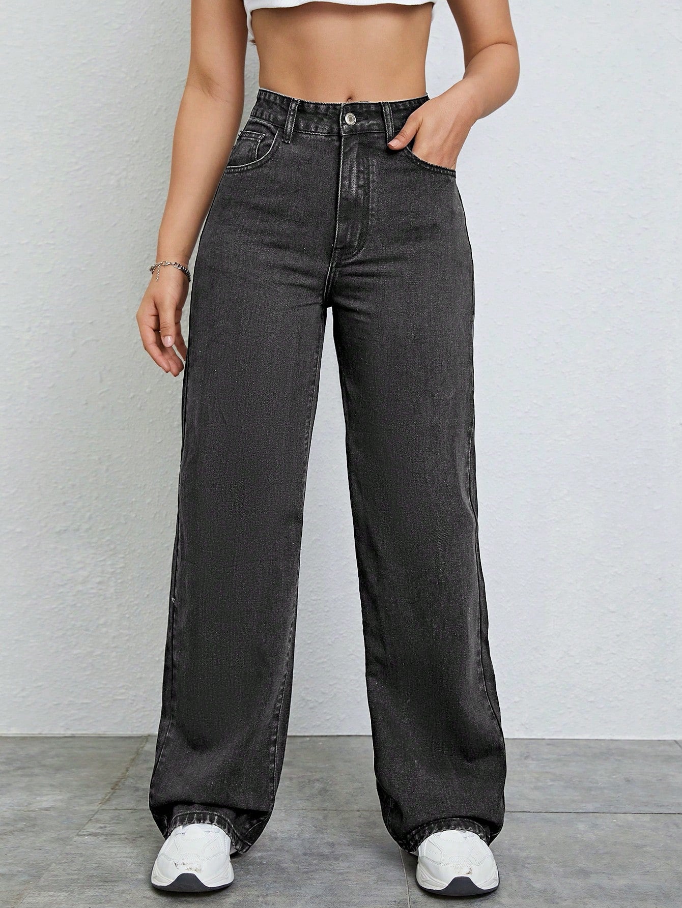 SHEIN EZwear Jean Droit Taille Haute