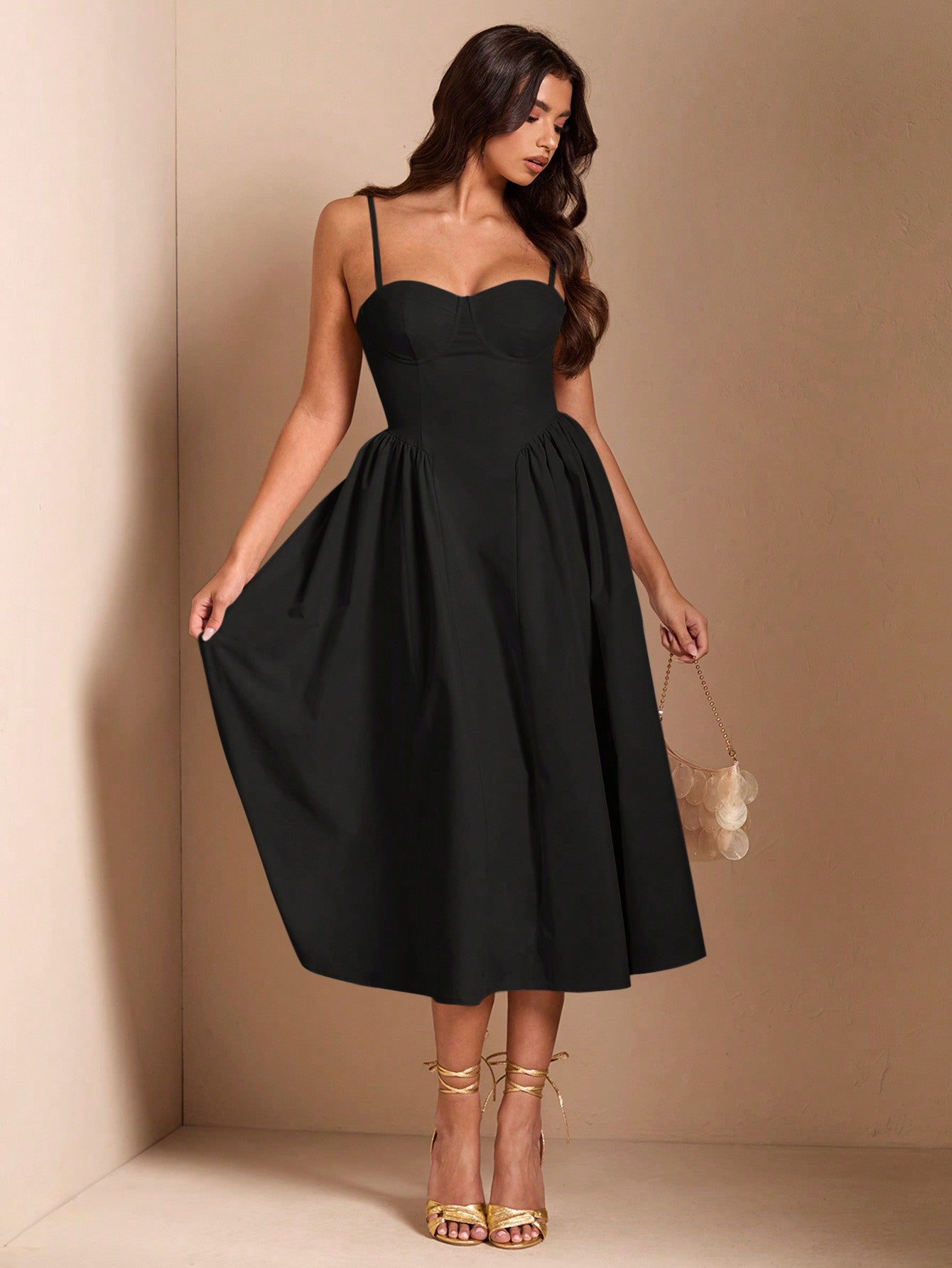 SHEIN BAE Élégante robe longue en tulle pour femmes, convient pour les sorties décontractées, les sorties, les fêtes de boîte de nuit, la saison d'automne