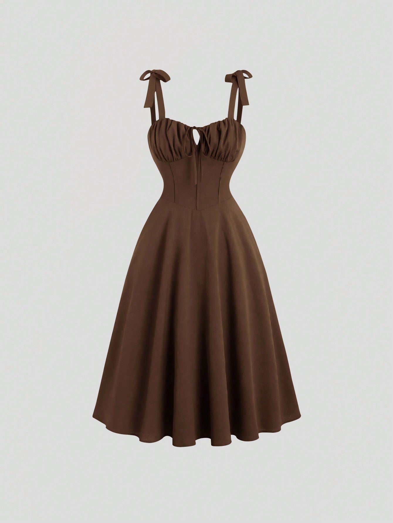 Sweetra Robe cache-cœur à lacets sans dos de couleur unie avec taille marquée, couleur bordeaux, tenue pour femme