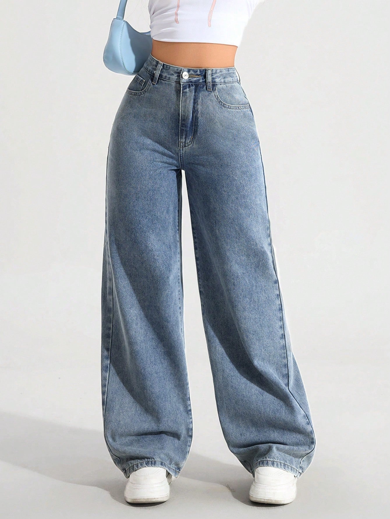 SHEIN EZwear Jean Droit Taille Haute