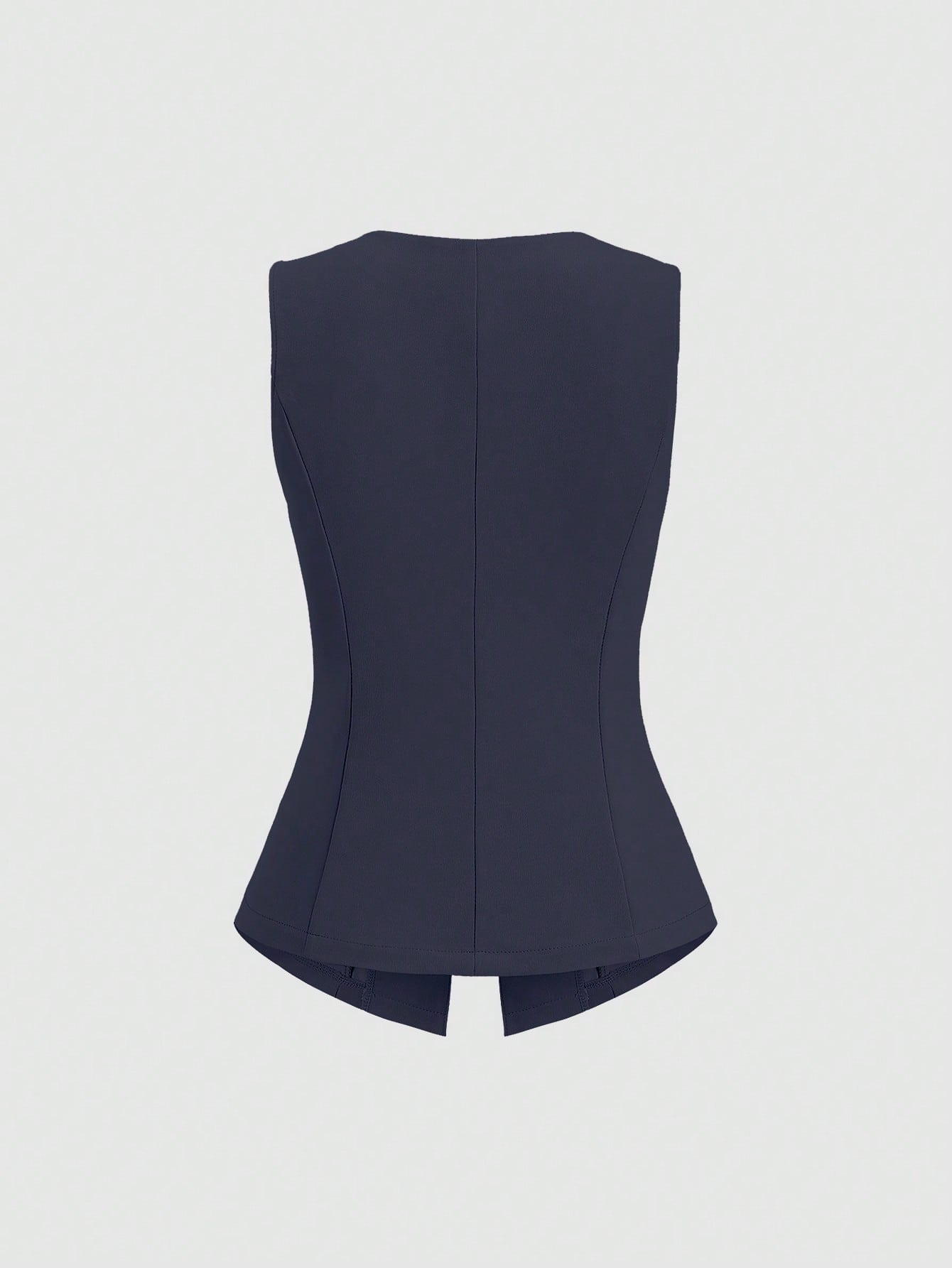Sweetra Blazer sans manches basique de style français pour femmes avec boutons en métal, fin