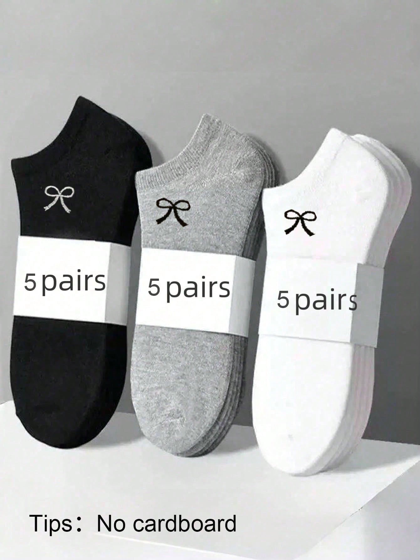3/9/15 paires de chaussettes invisibles basses pour femmes avec nœud, design simple et mignon pour tous les jours, chaussettes confortables, douces et respirantes pour mocassins, printemps/été/automne