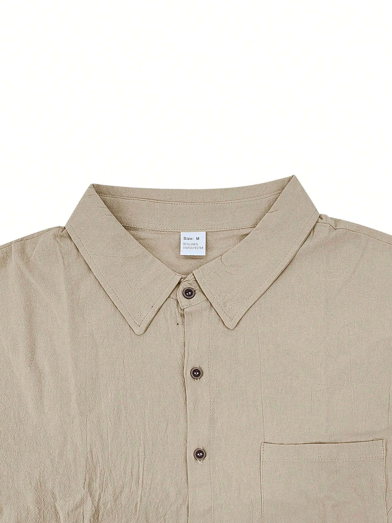 2 pièces/Set Tenue en lin pour homme, chemise à manches courtes boutonnée simple unie et pantalon