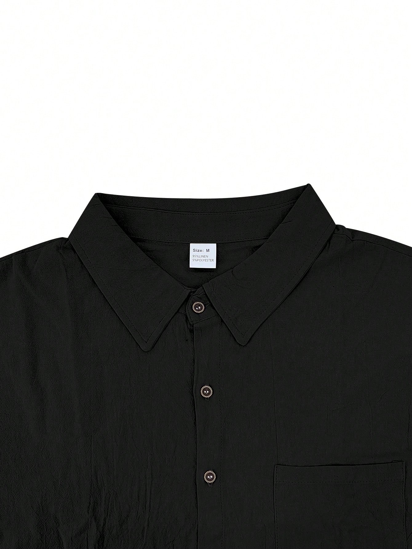2 pièces/Set Tenue en lin pour homme, chemise à manches courtes boutonnée simple unie et pantalon