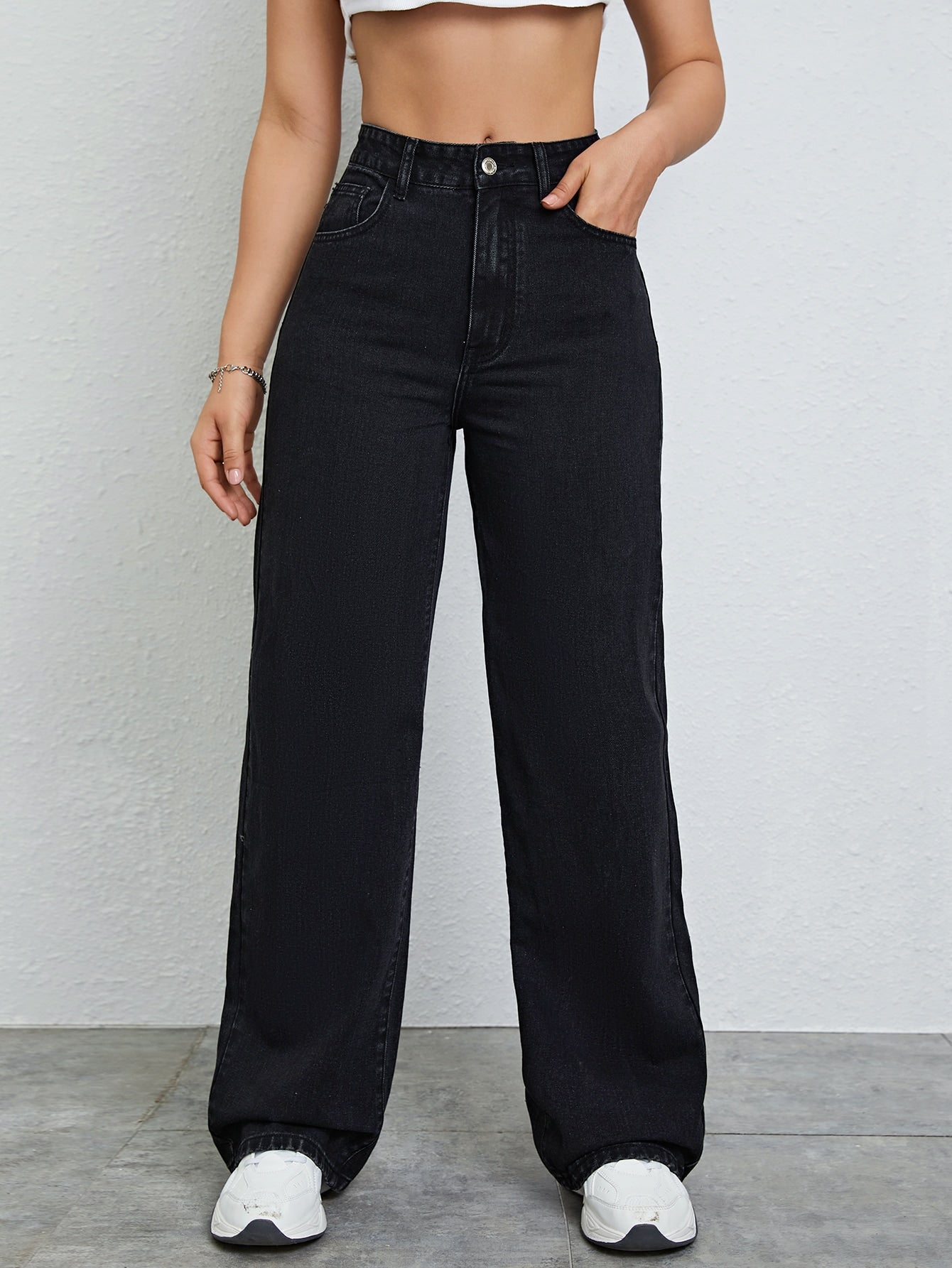 SHEIN EZwear Jean Droit Taille Haute