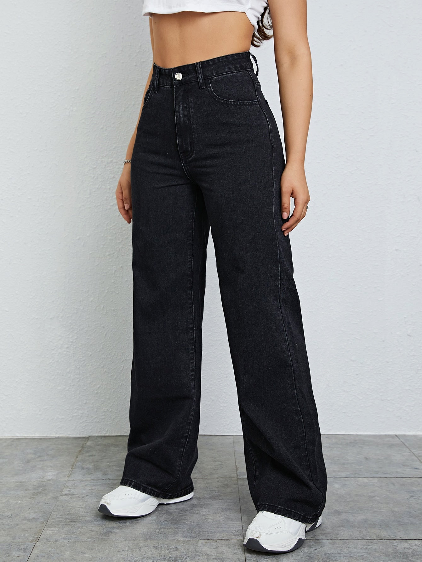 SHEIN EZwear Jean Droit Taille Haute