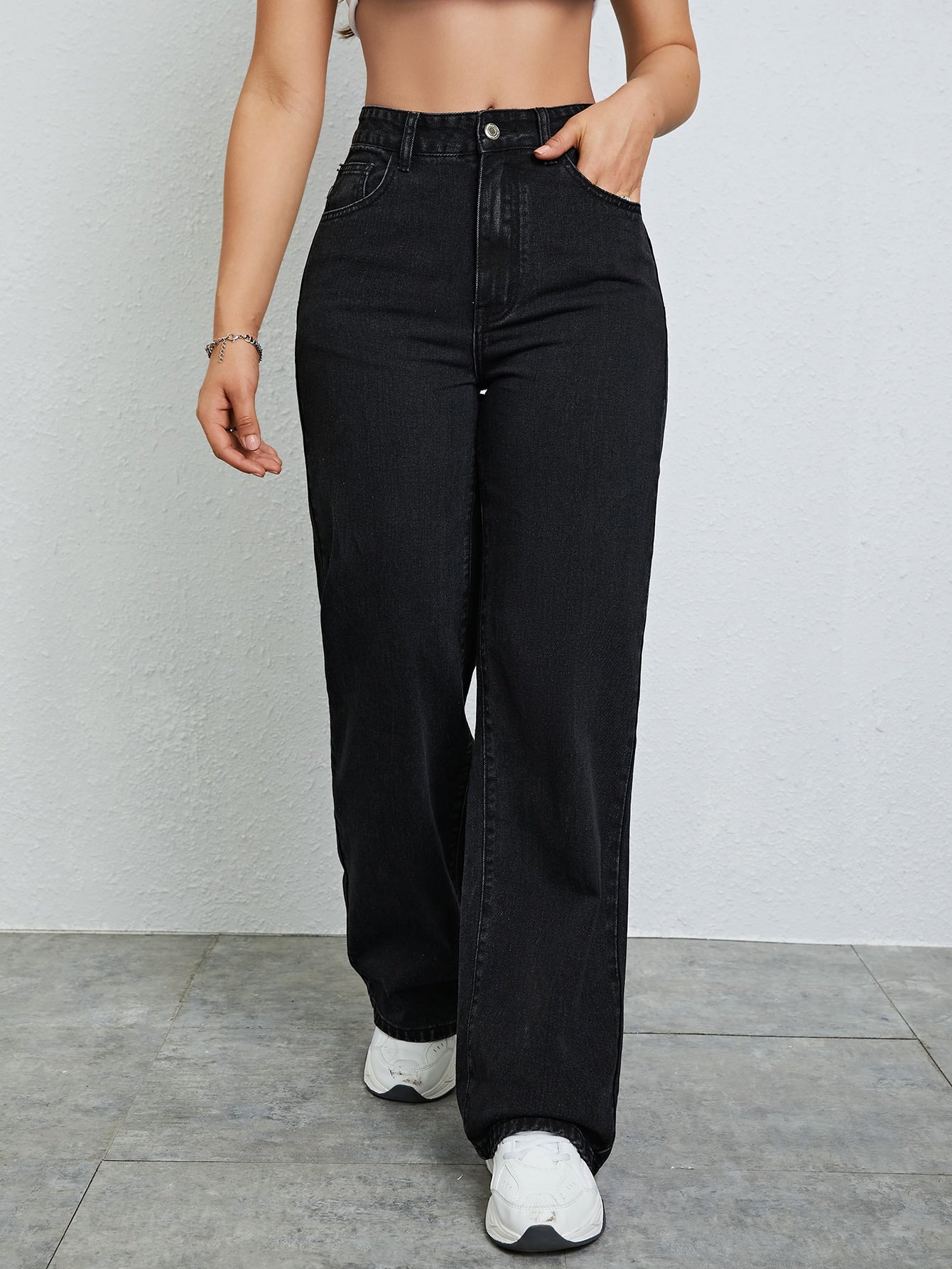 SHEIN EZwear Jean Droit Taille Haute