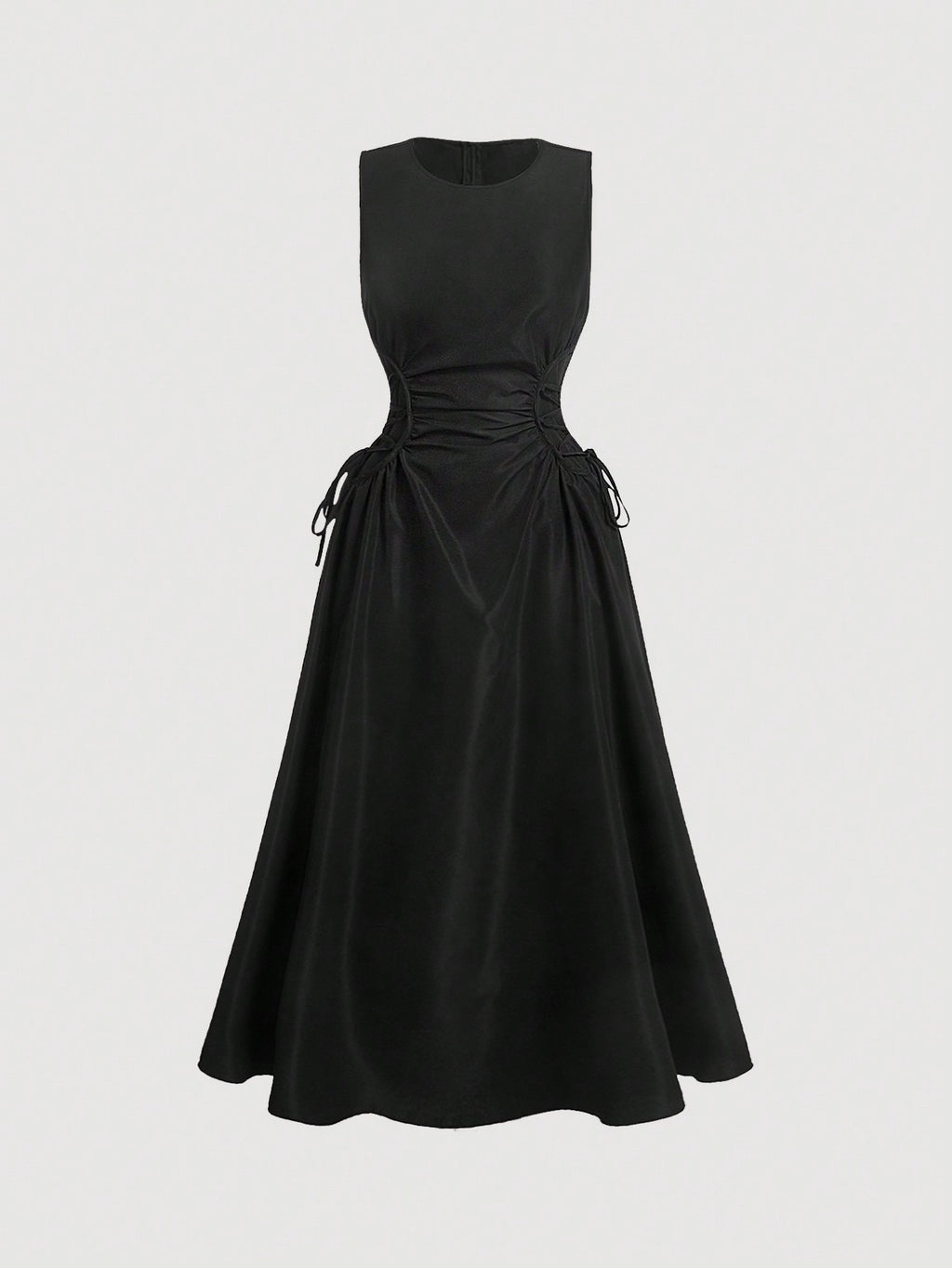 SHEIN MOD Robe longue noire de soirée avec détail froncé et croix latérale