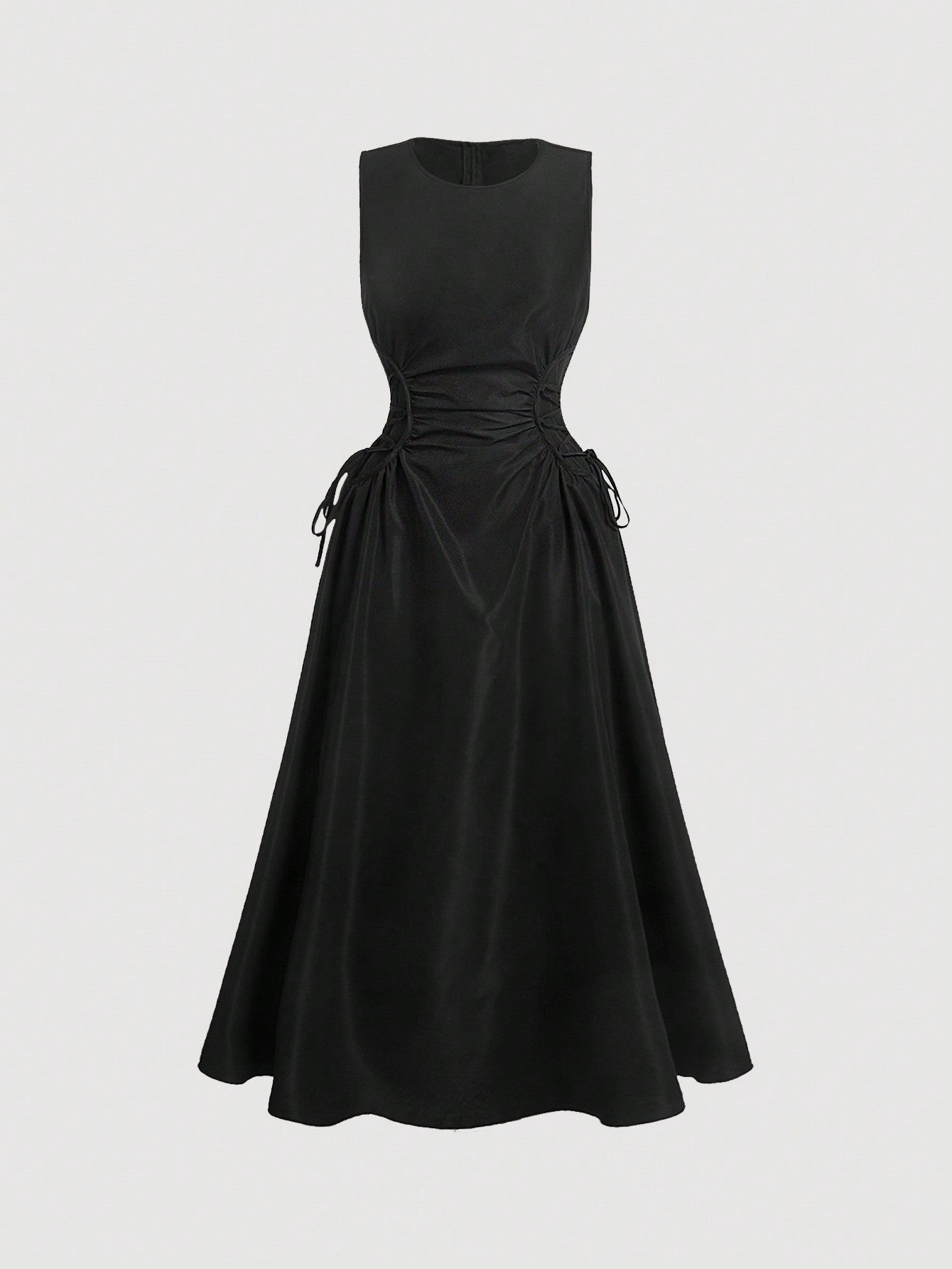 SHEIN MOD Robe longue noire de soirée avec détail froncé et croix latérale