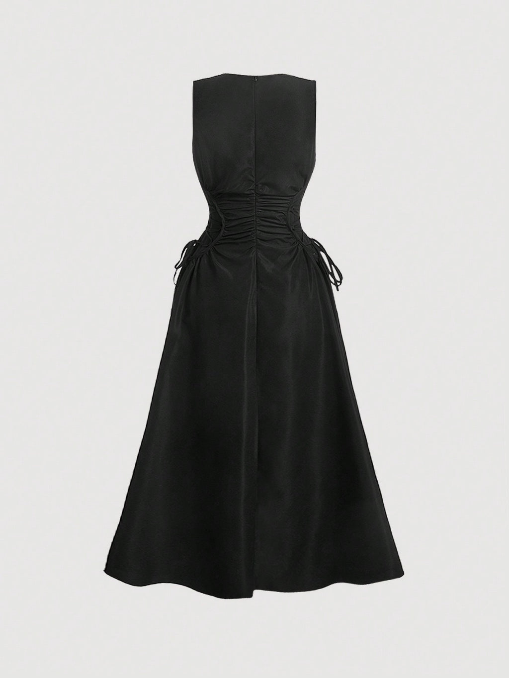 SHEIN MOD Robe longue noire de soirée avec détail froncé et croix latérale