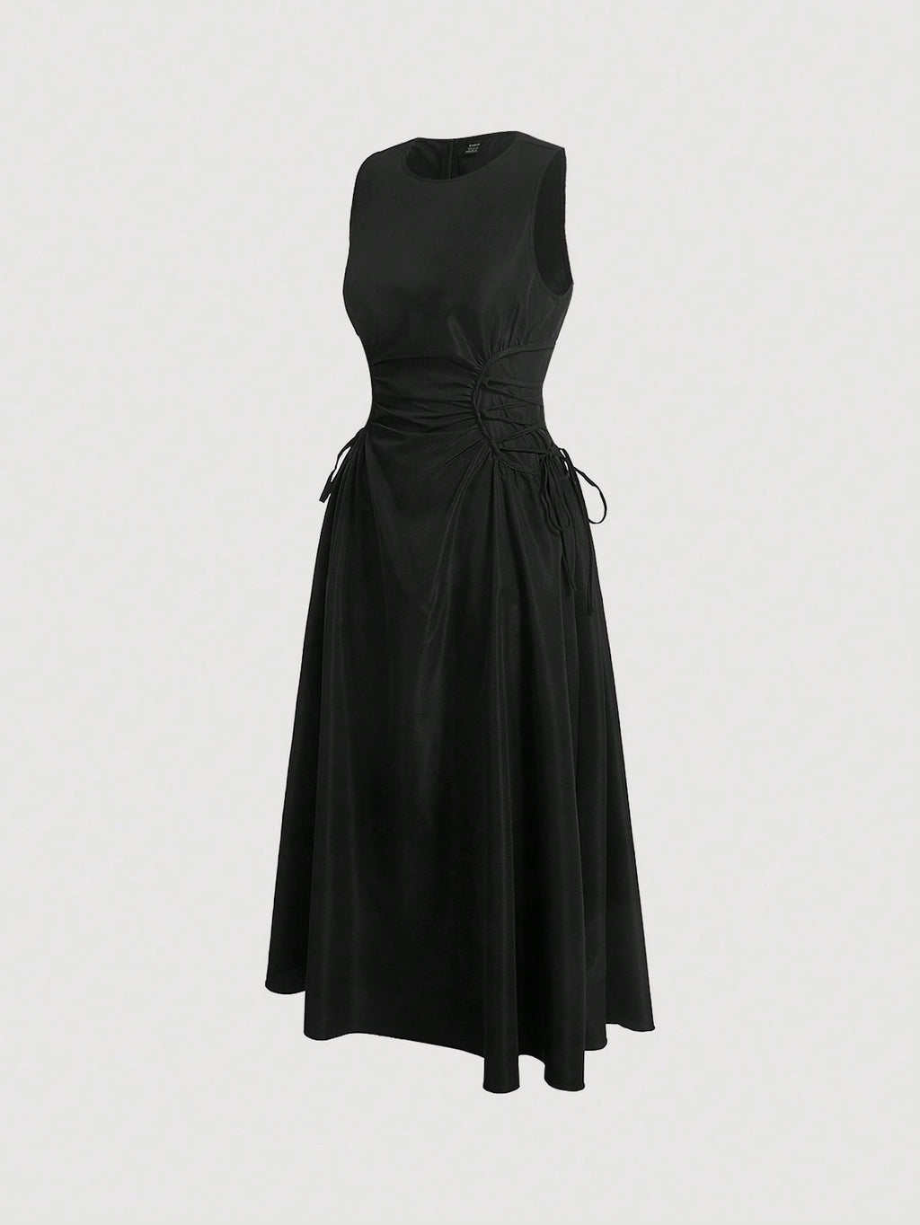 SHEIN MOD Robe longue noire de soirée avec détail froncé et croix latérale