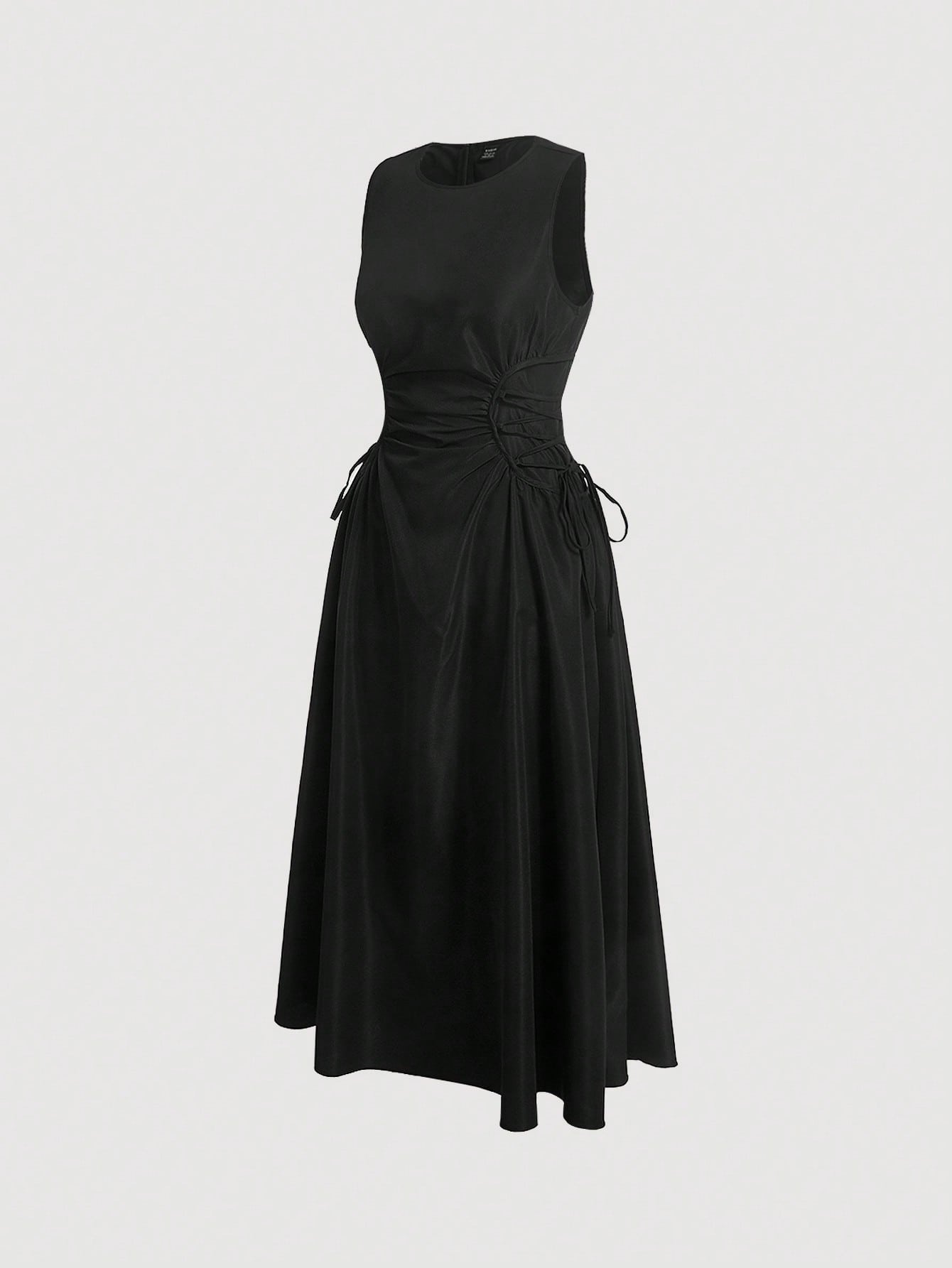 SHEIN MOD Robe longue noire de soirée avec détail froncé et croix latérale