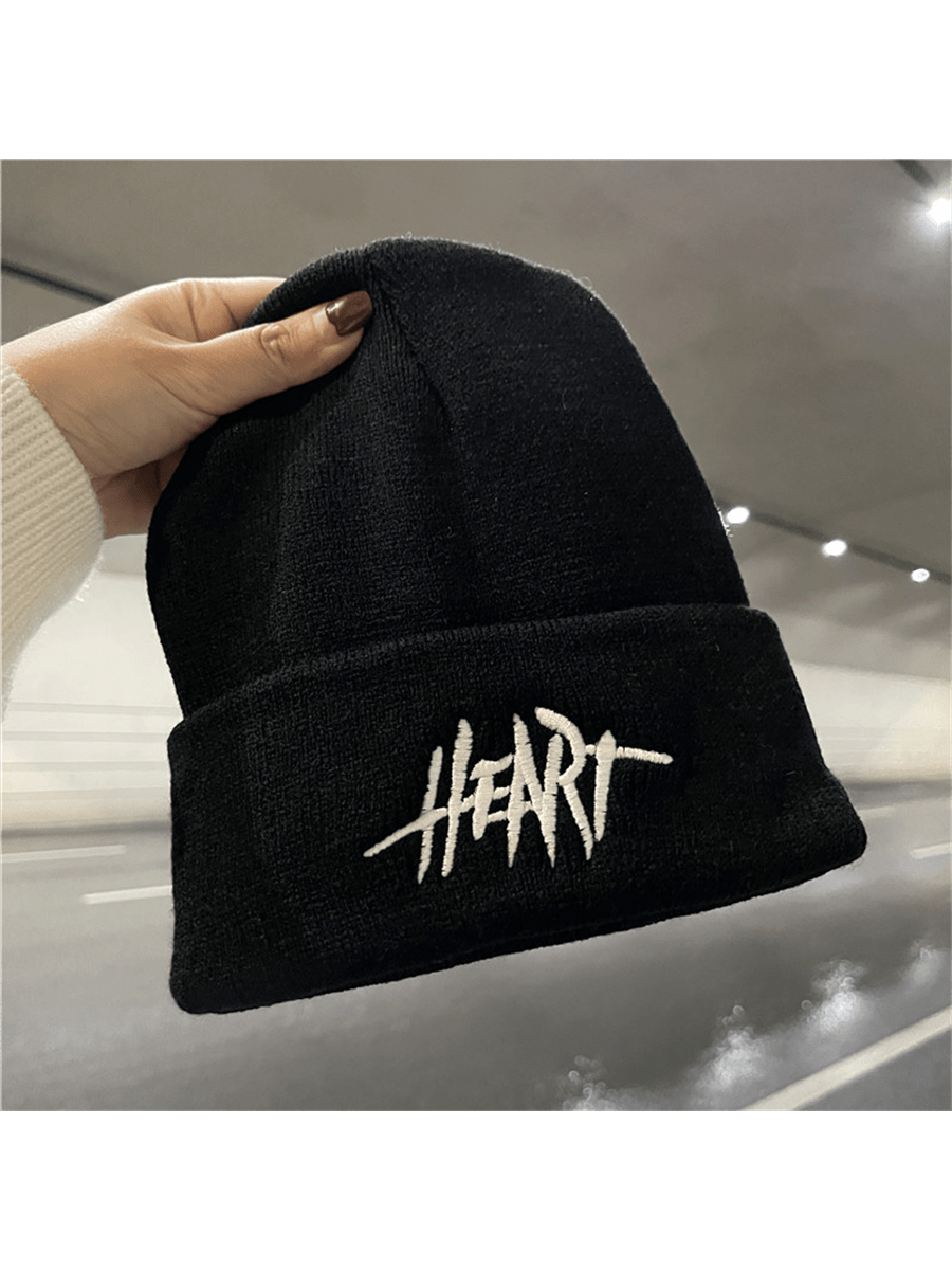 Chapeau d'hiver tricoté chaud pour la rue, style hip-hop avec lettre brodée en bonnet pour hommes et femmes, à la fois chaud et à la mode