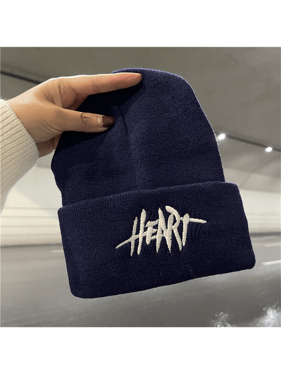 Chapeau d'hiver tricoté chaud pour la rue, style hip-hop avec lettre brodée en bonnet pour hommes et femmes, à la fois chaud et à la mode