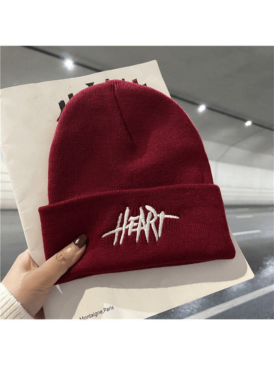 Chapeau d'hiver tricoté chaud pour la rue, style hip-hop avec lettre brodée en bonnet pour hommes et femmes, à la fois chaud et à la mode