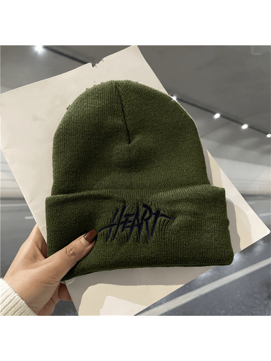 Chapeau d'hiver tricoté chaud pour la rue, style hip-hop avec lettre brodée en bonnet pour hommes et femmes, à la fois chaud et à la mode