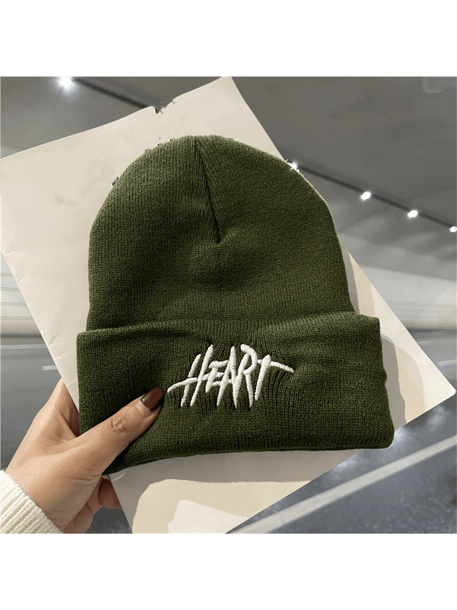 Chapeau d'hiver tricoté chaud pour la rue, style hip-hop avec lettre brodée en bonnet pour hommes et femmes, à la fois chaud et à la mode