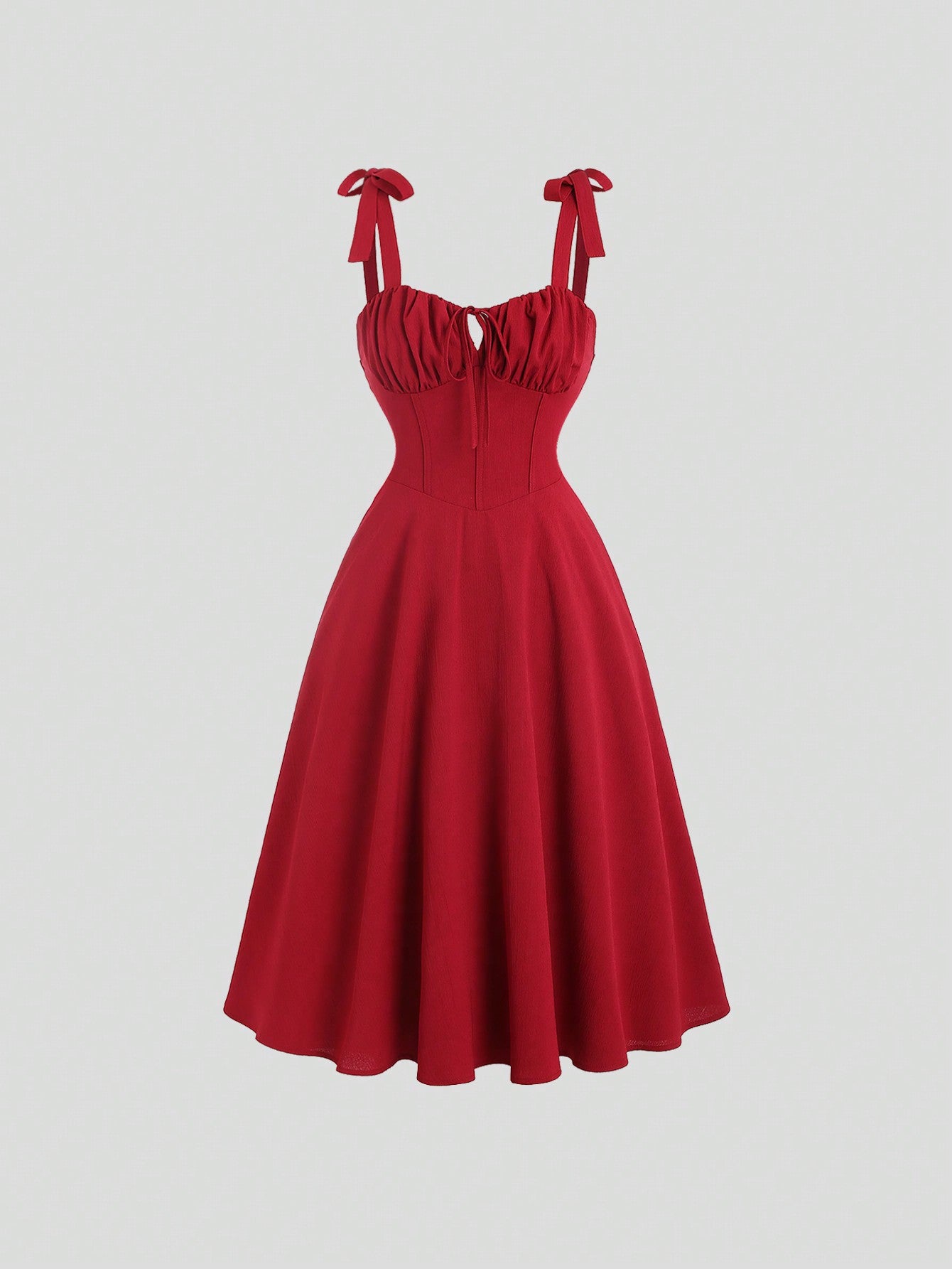 Sweetra Robe cache-cœur à lacets sans dos de couleur unie avec taille marquée, couleur bordeaux, tenue pour femme