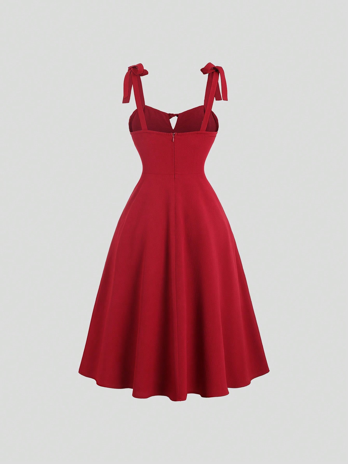 Sweetra Robe cache-cœur à lacets sans dos de couleur unie avec taille marquée, couleur bordeaux, tenue pour femme
