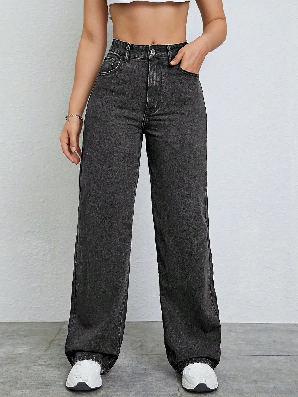 SHEIN EZwear Jean Droit Taille Haute