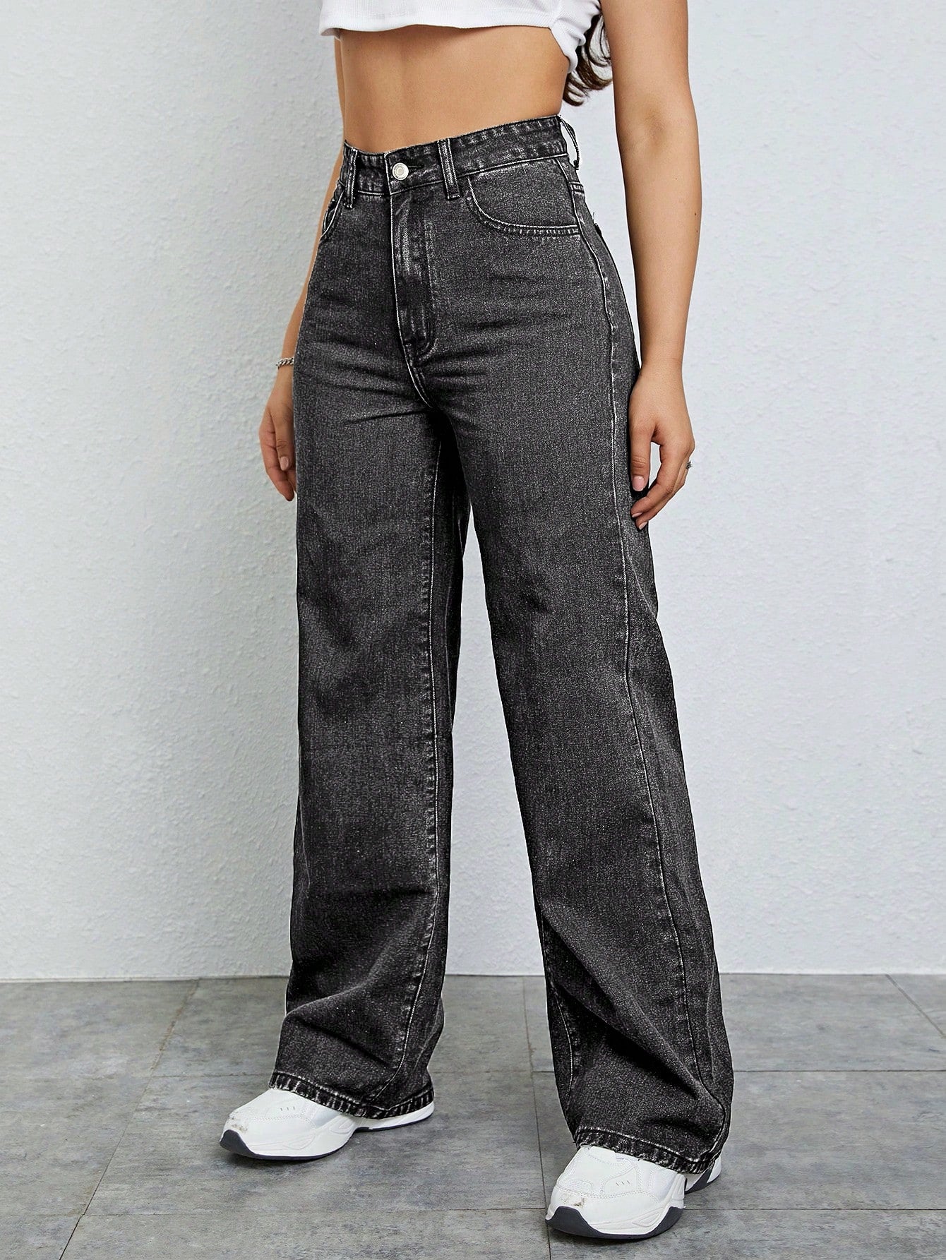 SHEIN EZwear Jean Droit Taille Haute