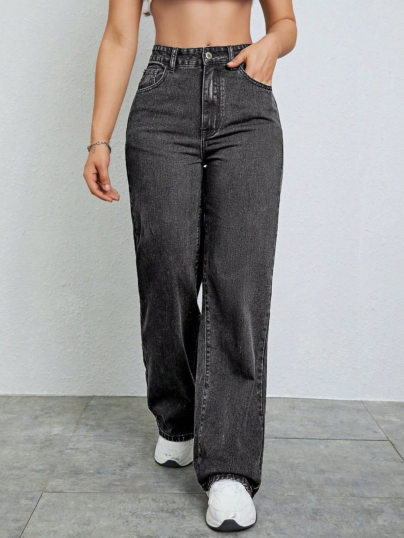 SHEIN EZwear Jean Droit Taille Haute
