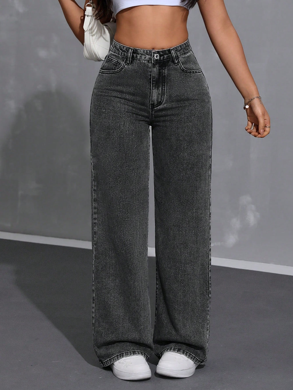 SHEIN EZwear Jean Droit Taille Haute