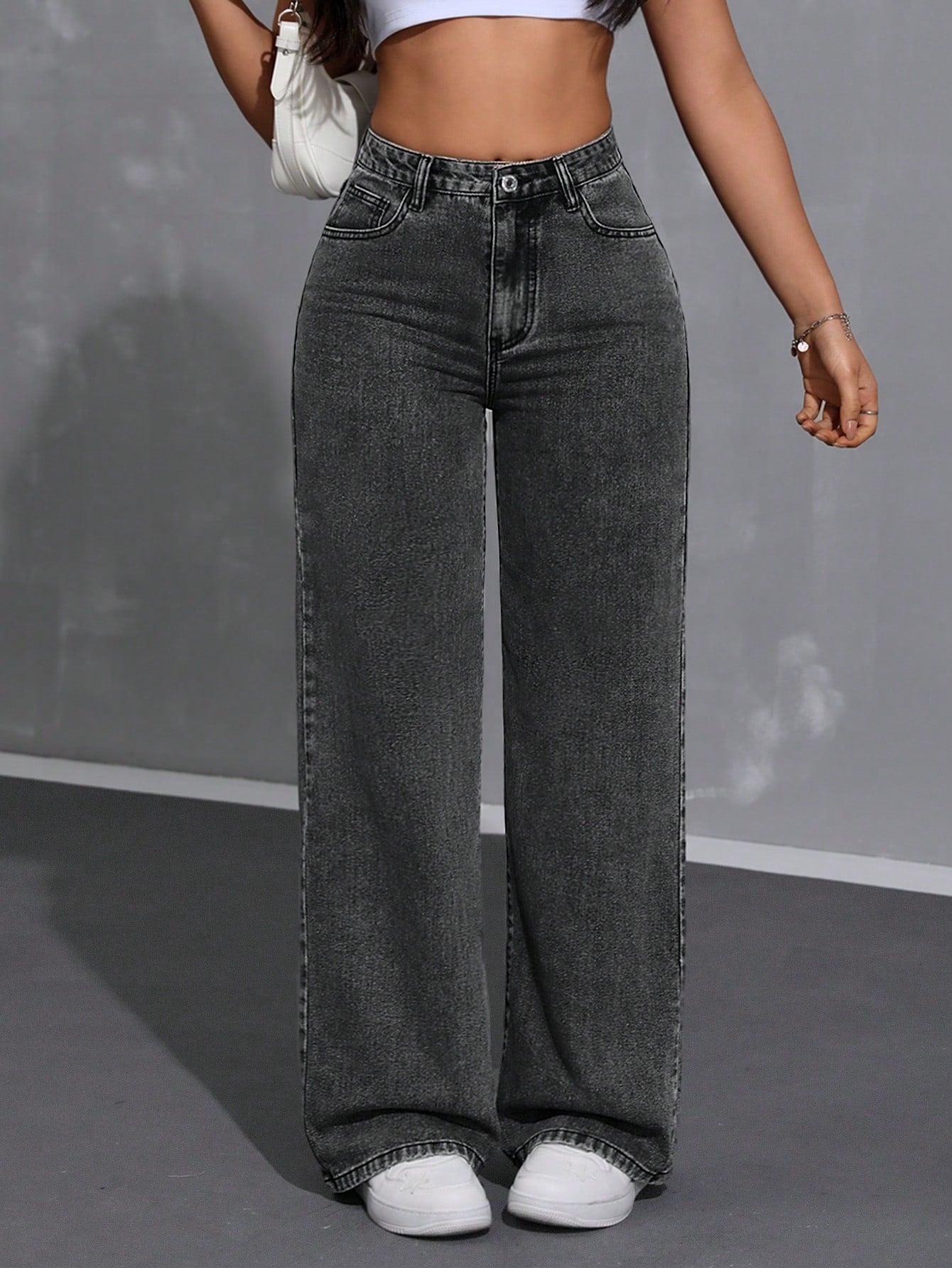 SHEIN EZwear Jean Droit Taille Haute