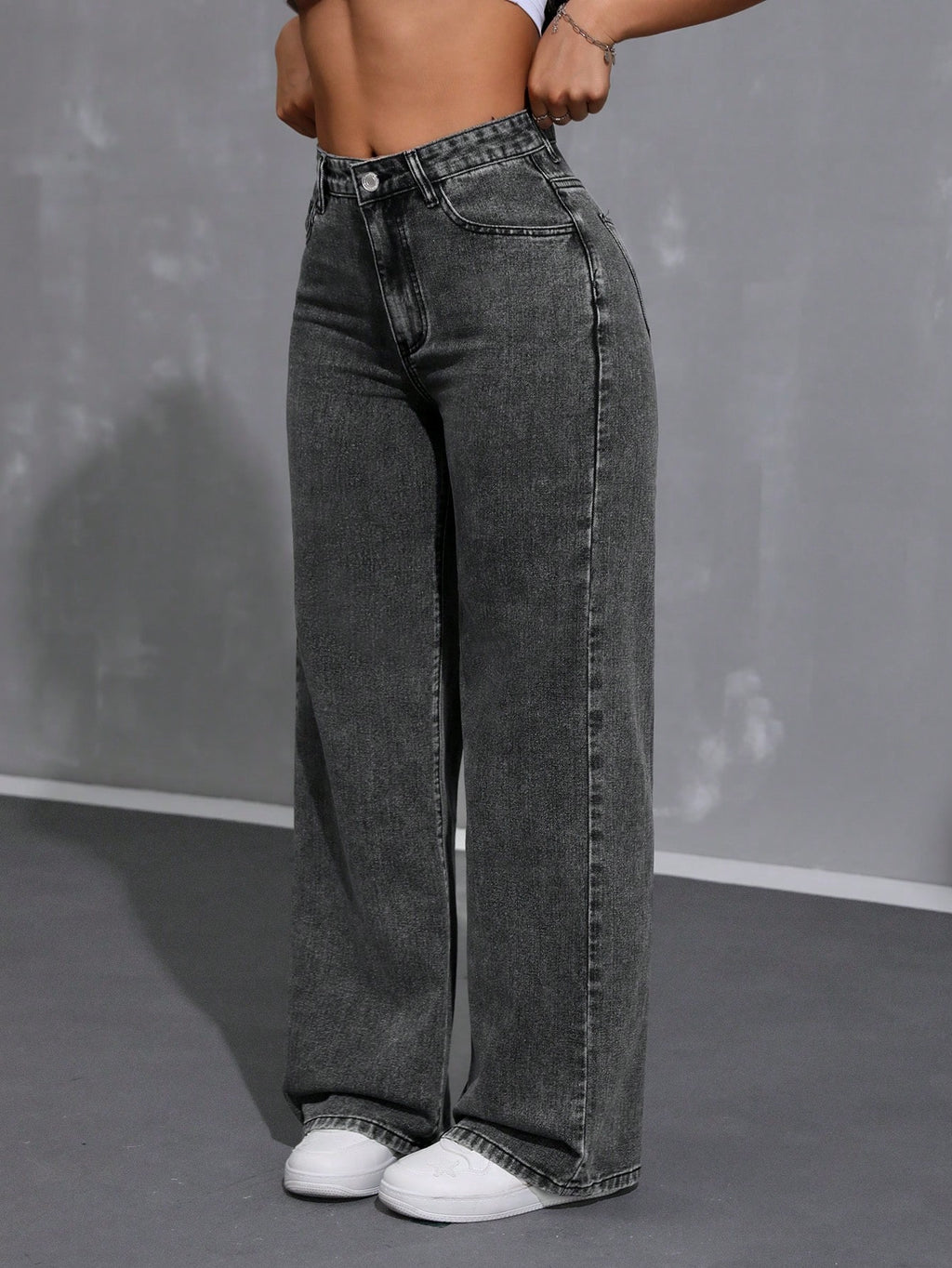 SHEIN EZwear Jean Droit Taille Haute
