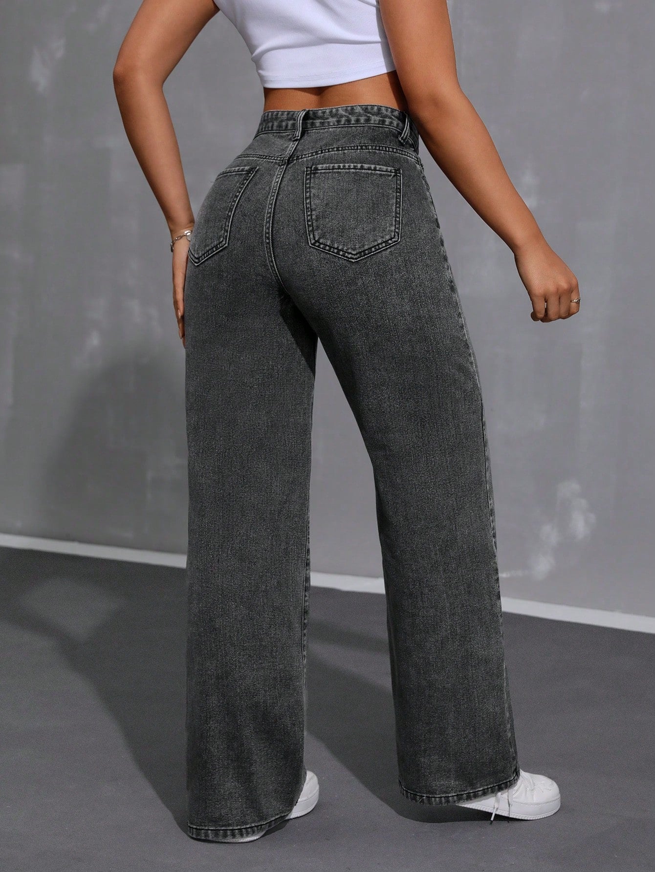 SHEIN EZwear Jean Droit Taille Haute