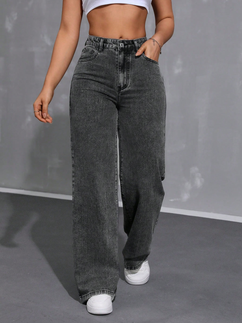 SHEIN EZwear Jean Droit Taille Haute