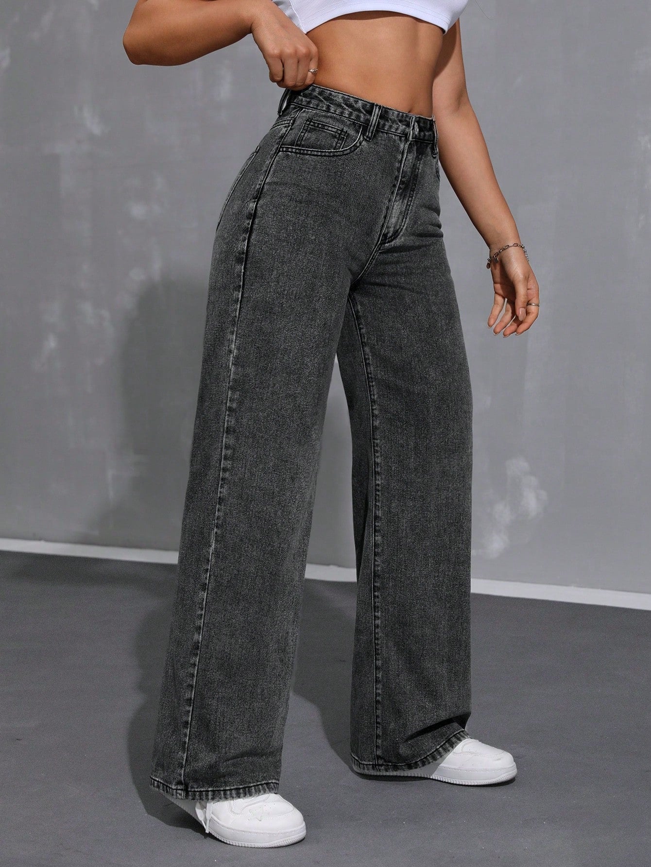 SHEIN EZwear Jean Droit Taille Haute