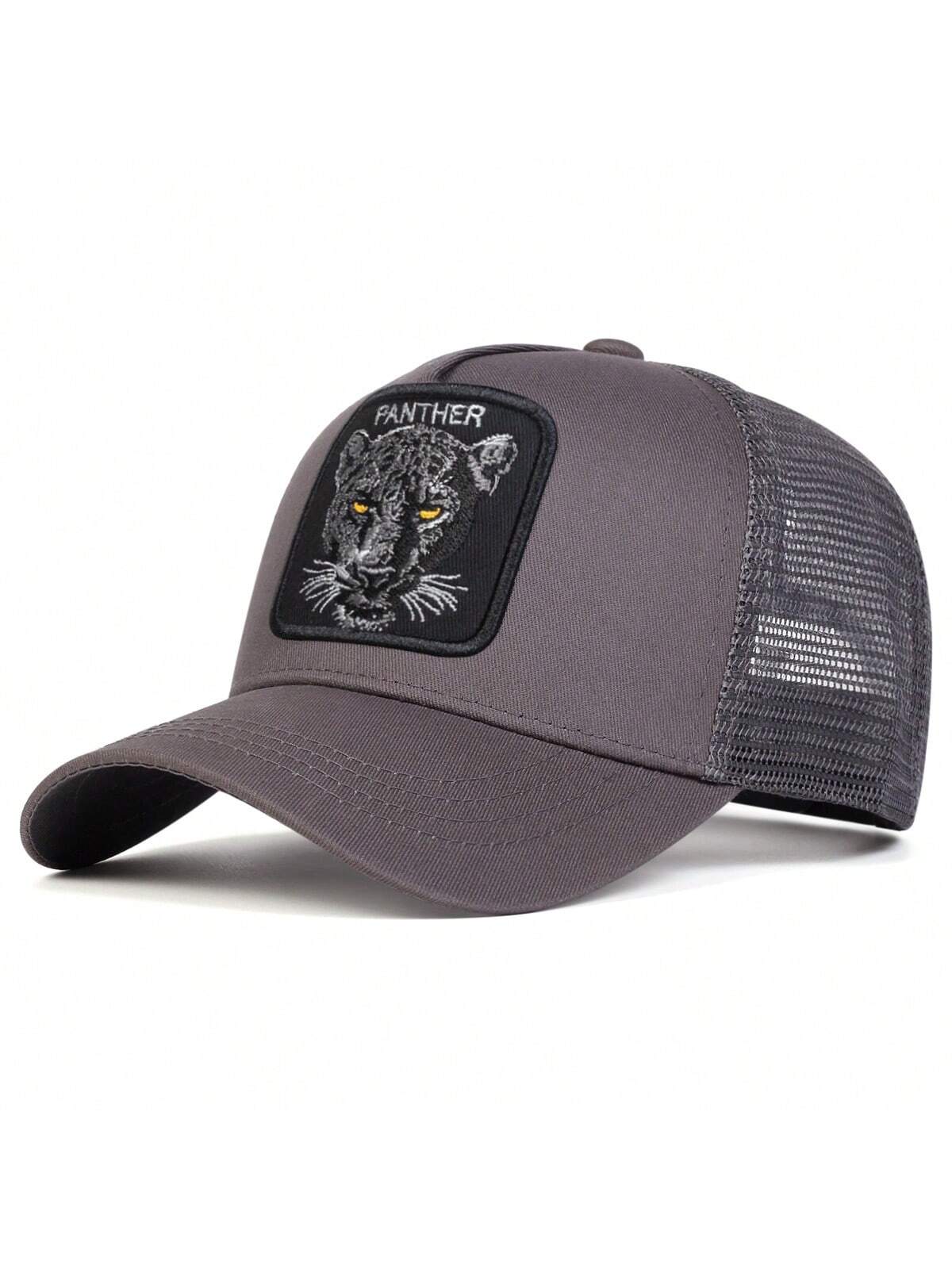 1 pièce Casquette de baseball pour hommes avec broderie léopard, casquette en filet décontractée pour une protection solaire en extérieur lors des voyages ou de vacances à la plage au printemps et en automne
