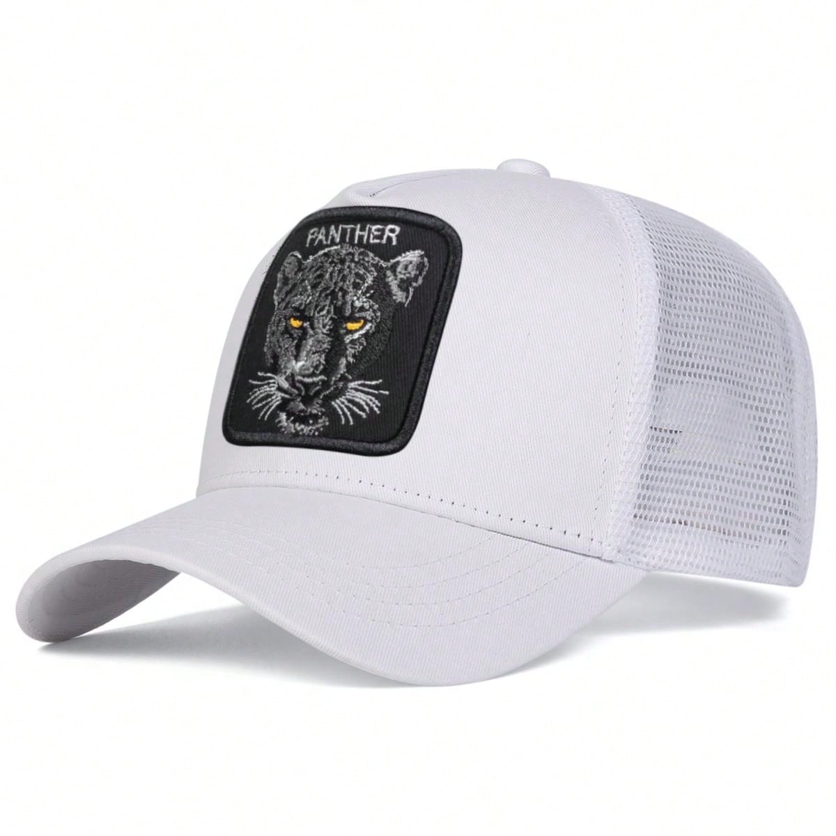 1 pièce Casquette de baseball pour hommes avec broderie léopard, casquette en filet décontractée pour une protection solaire en extérieur lors des voyages ou de vacances à la plage au printemps et en automne
