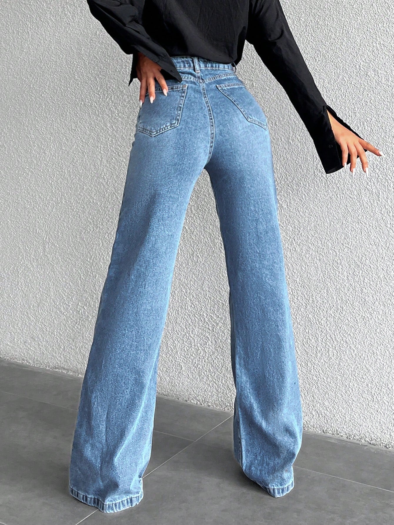 Jeans grande taille à jambes larges en coton 100%