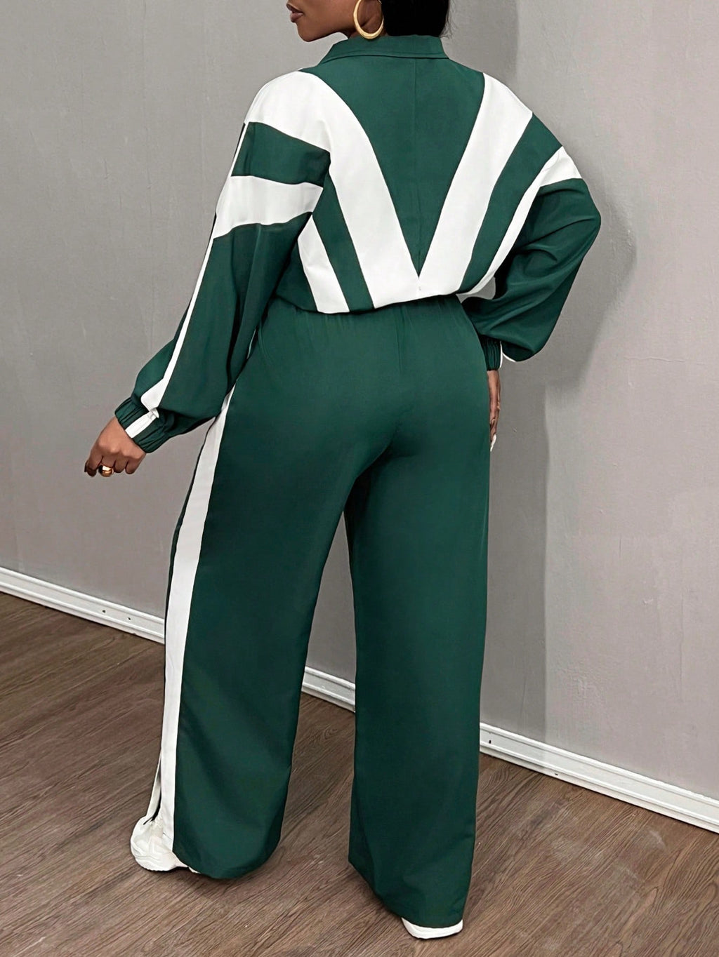 Slaydiva 2 pièces Ensemble grande taille : Veste à capuche décontractée et pantalon de sport, couleur rouge et blanche, convient pour l'automne/l'hiver
