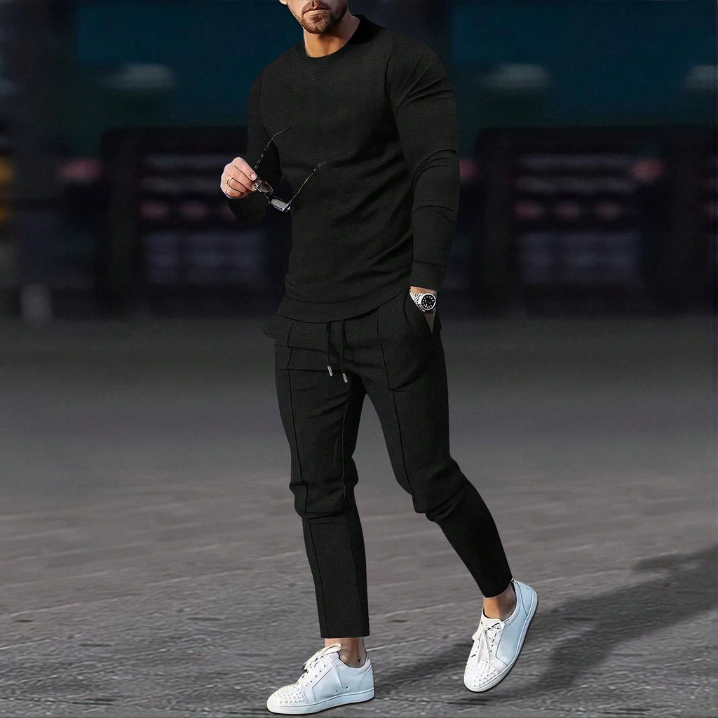 Ensemble 2 pièces de vêtements pour hommes en tissu gaufré