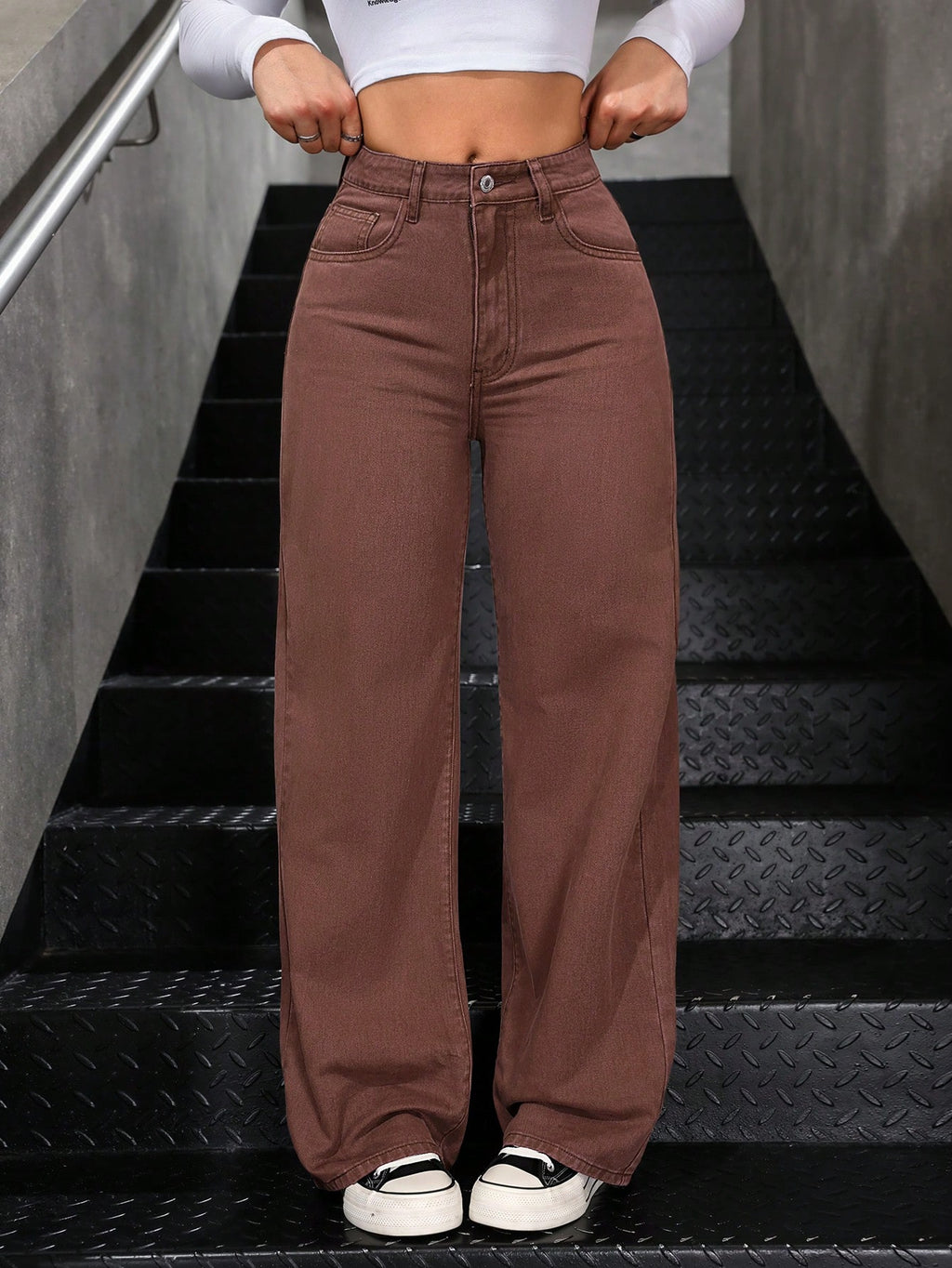 SHEIN EZwear Jean Droit Taille Haute
