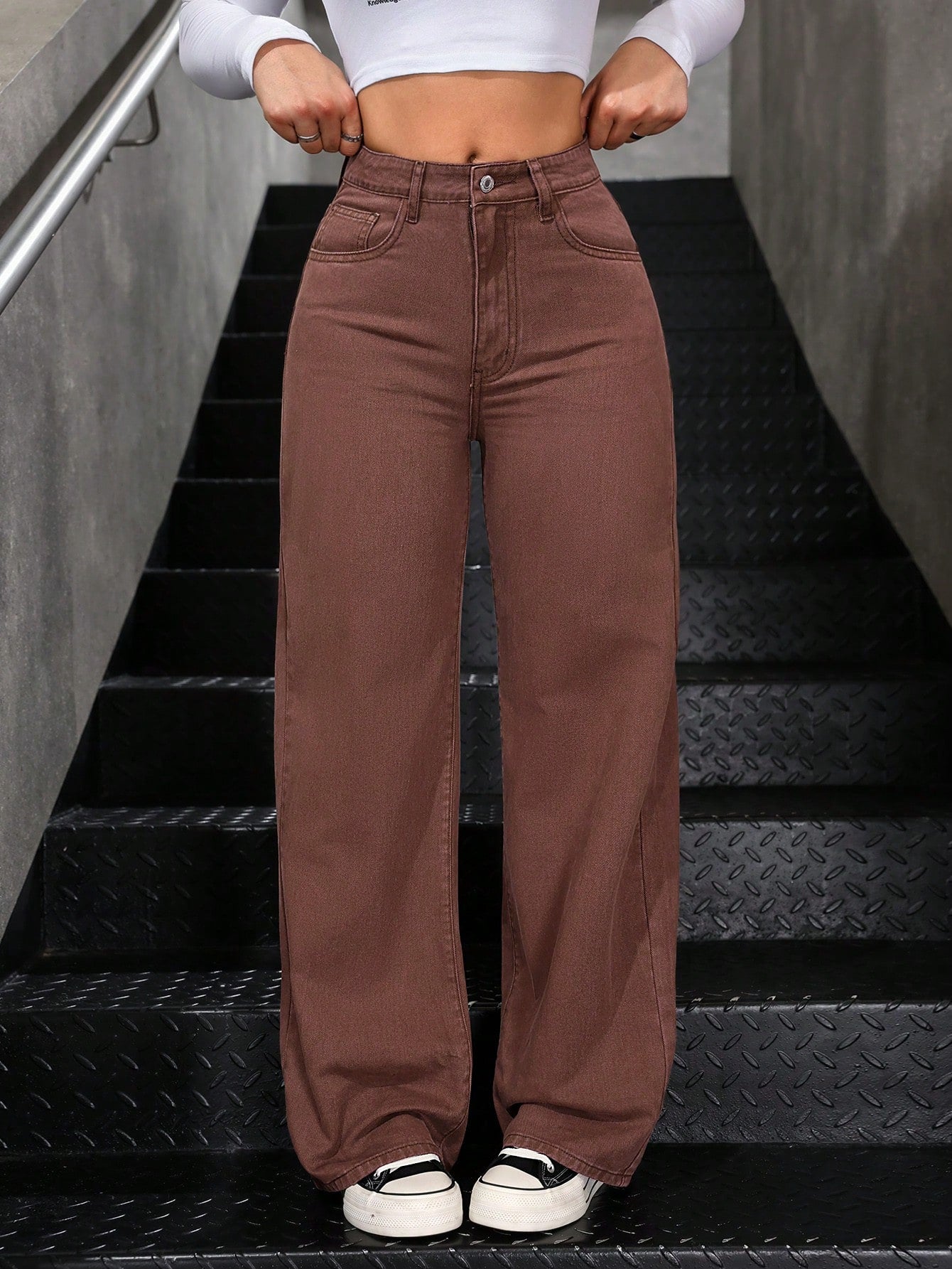 SHEIN EZwear Jean Droit Taille Haute