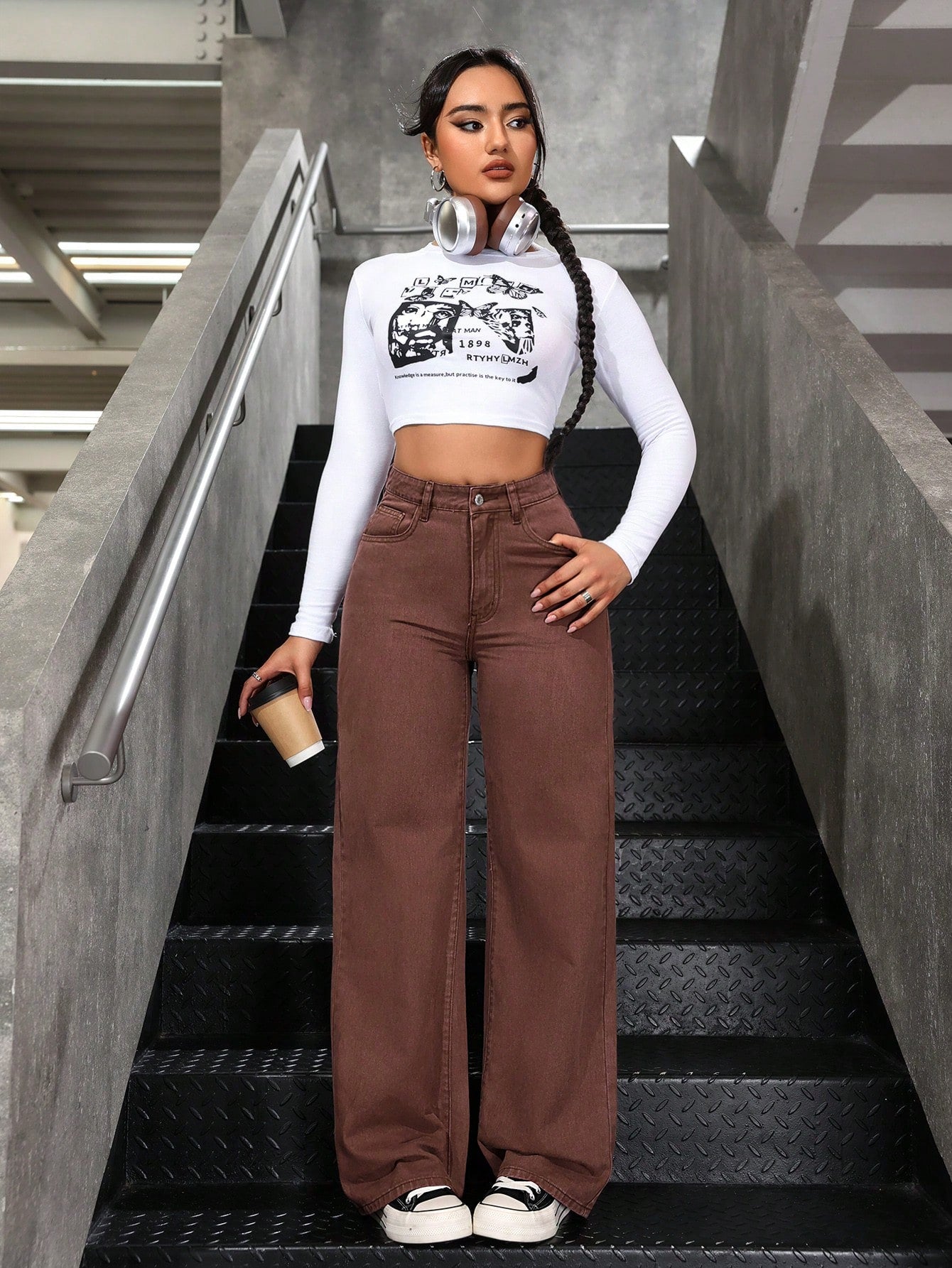 SHEIN EZwear Jean Droit Taille Haute