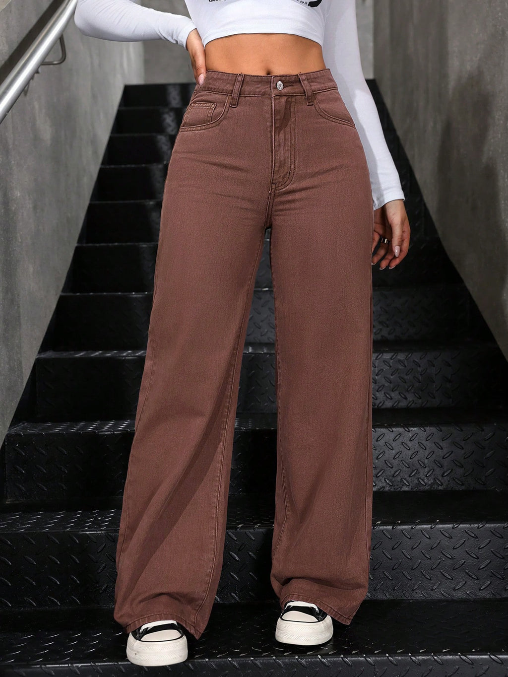 SHEIN EZwear Jean Droit Taille Haute