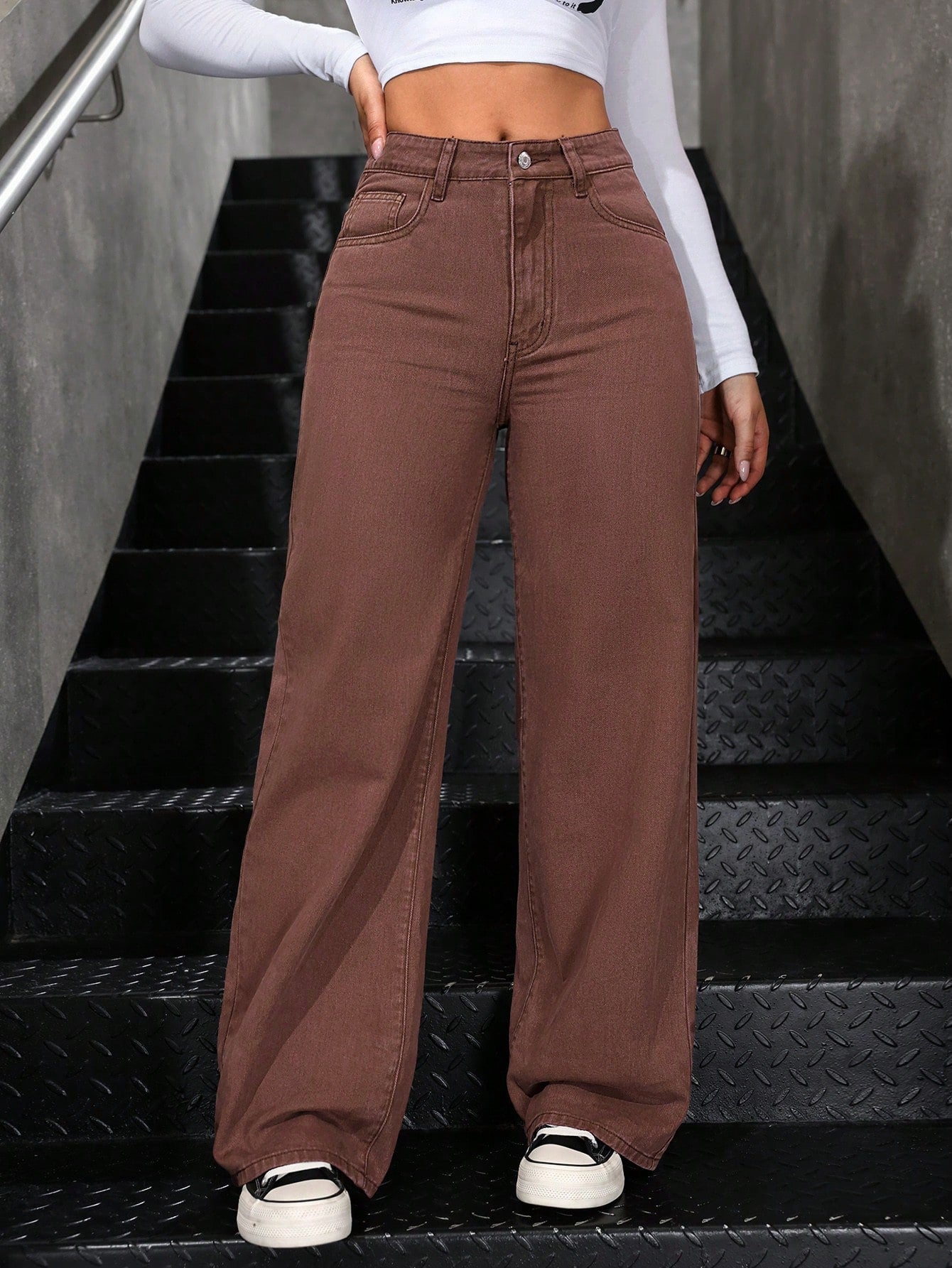 SHEIN EZwear Jean Droit Taille Haute