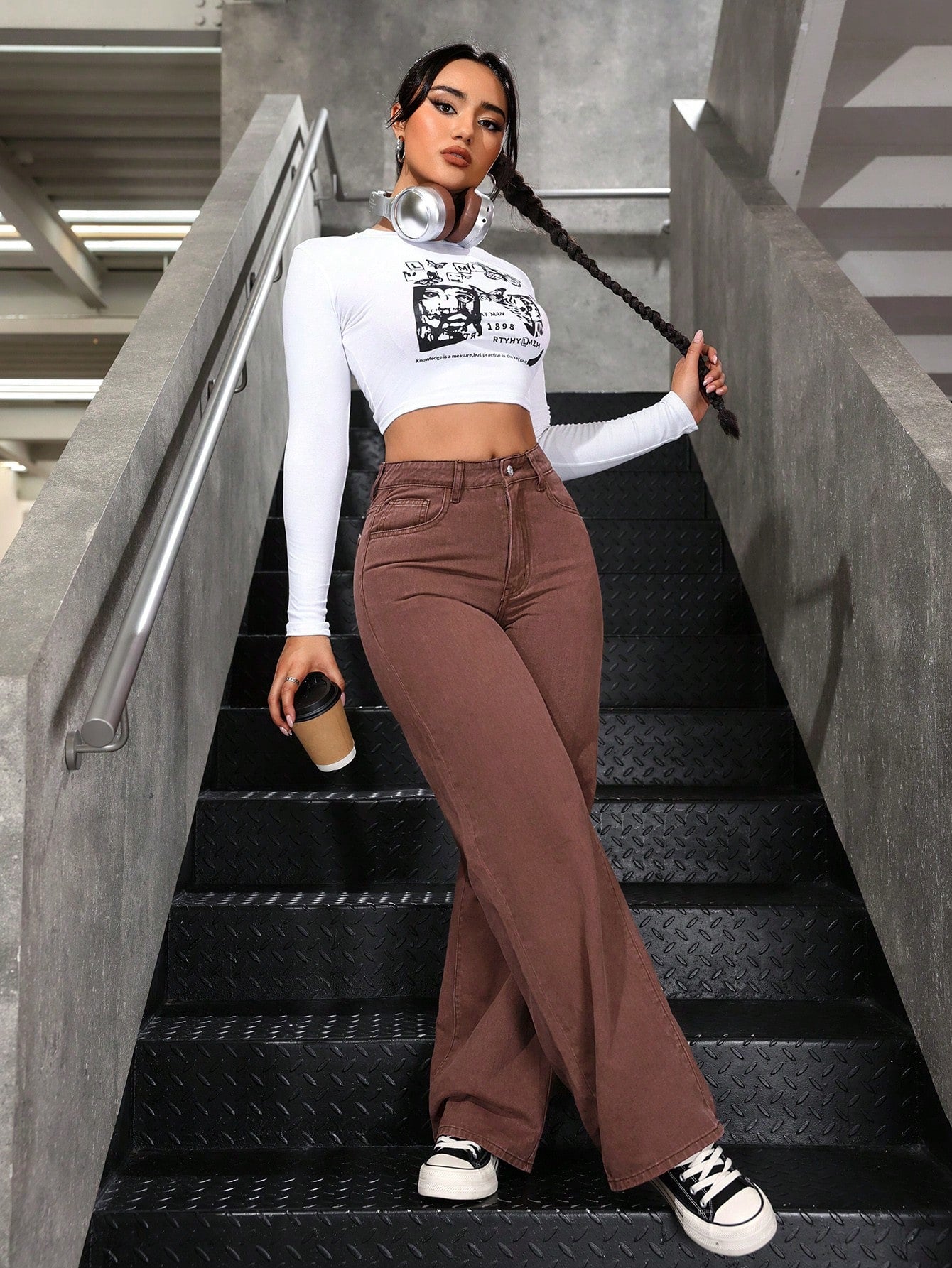 SHEIN EZwear Jean Droit Taille Haute