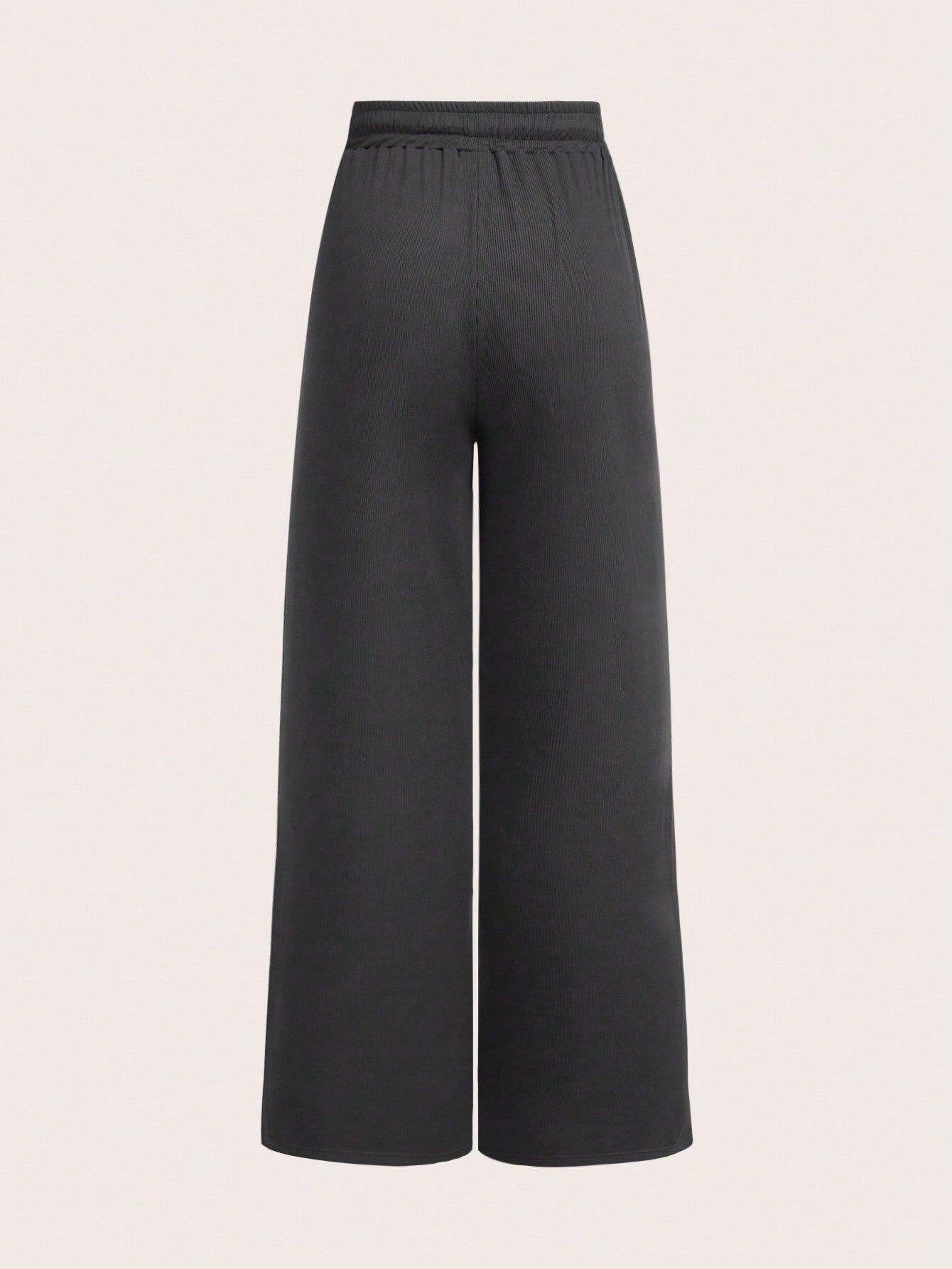 Flirla 2 pièces/Set Combinaison grise col en U grande taille jambes évasées, combinaison ajustée décontracté mode minimaliste pour sortie