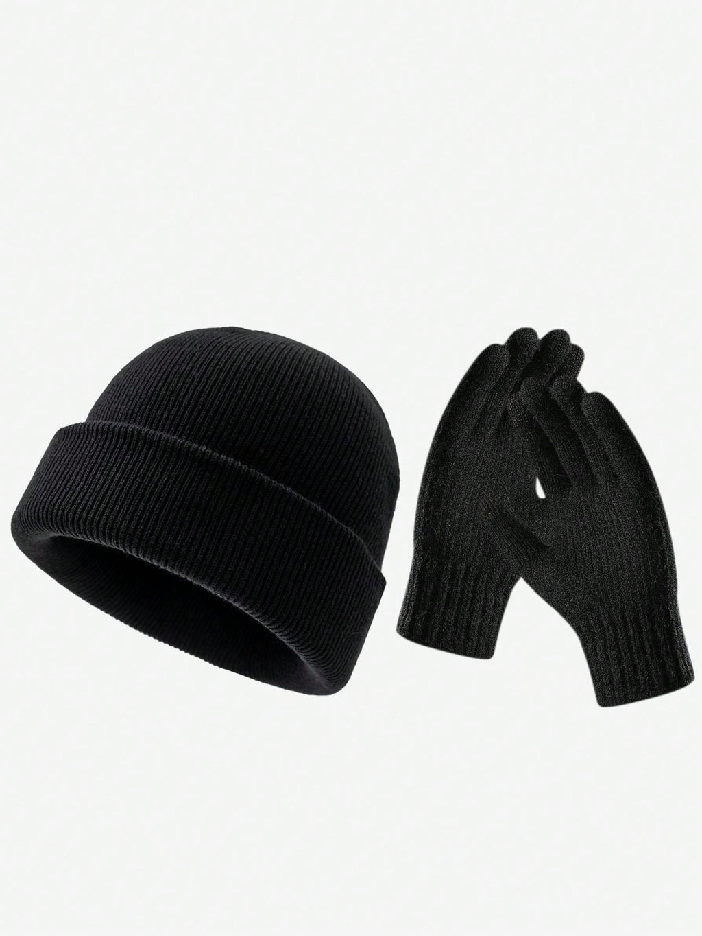 6 pièces/2 pièces Ensemble bonnet tricoté et gants de couleur unie, convient aux hommes et aux femmes pour une chaleur quotidienne, un style de rue extérieur, parfait comme cadeau d'anniversaire ou de Noël