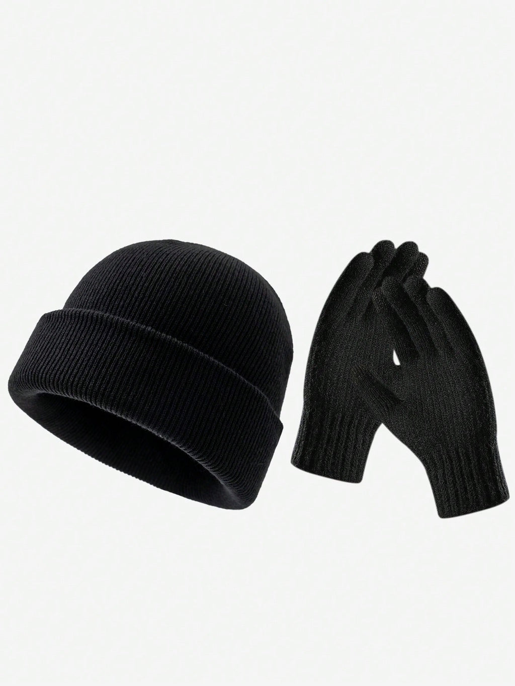 6 pièces/2 pièces Ensemble bonnet tricoté et gants de couleur unie, convient aux hommes et aux femmes pour une chaleur quotidienne, un style de rue extérieur, parfait comme cadeau d'anniversaire ou de Noël