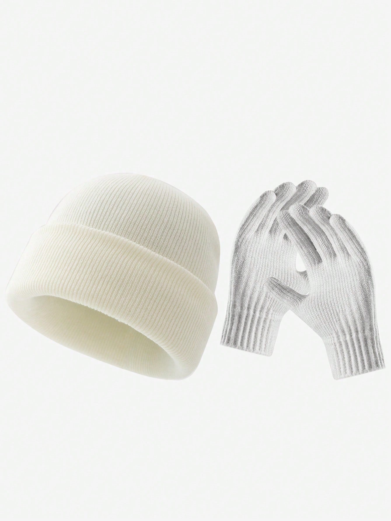 6 pièces/2 pièces Ensemble bonnet tricoté et gants de couleur unie, convient aux hommes et aux femmes pour une chaleur quotidienne, un style de rue extérieur, parfait comme cadeau d'anniversaire ou de Noël
