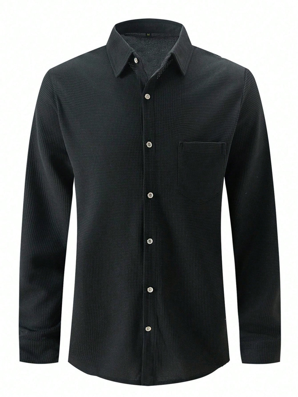 1 set Chemise manches longues de couleur unie décontractée pour homme avec poche + pantalon