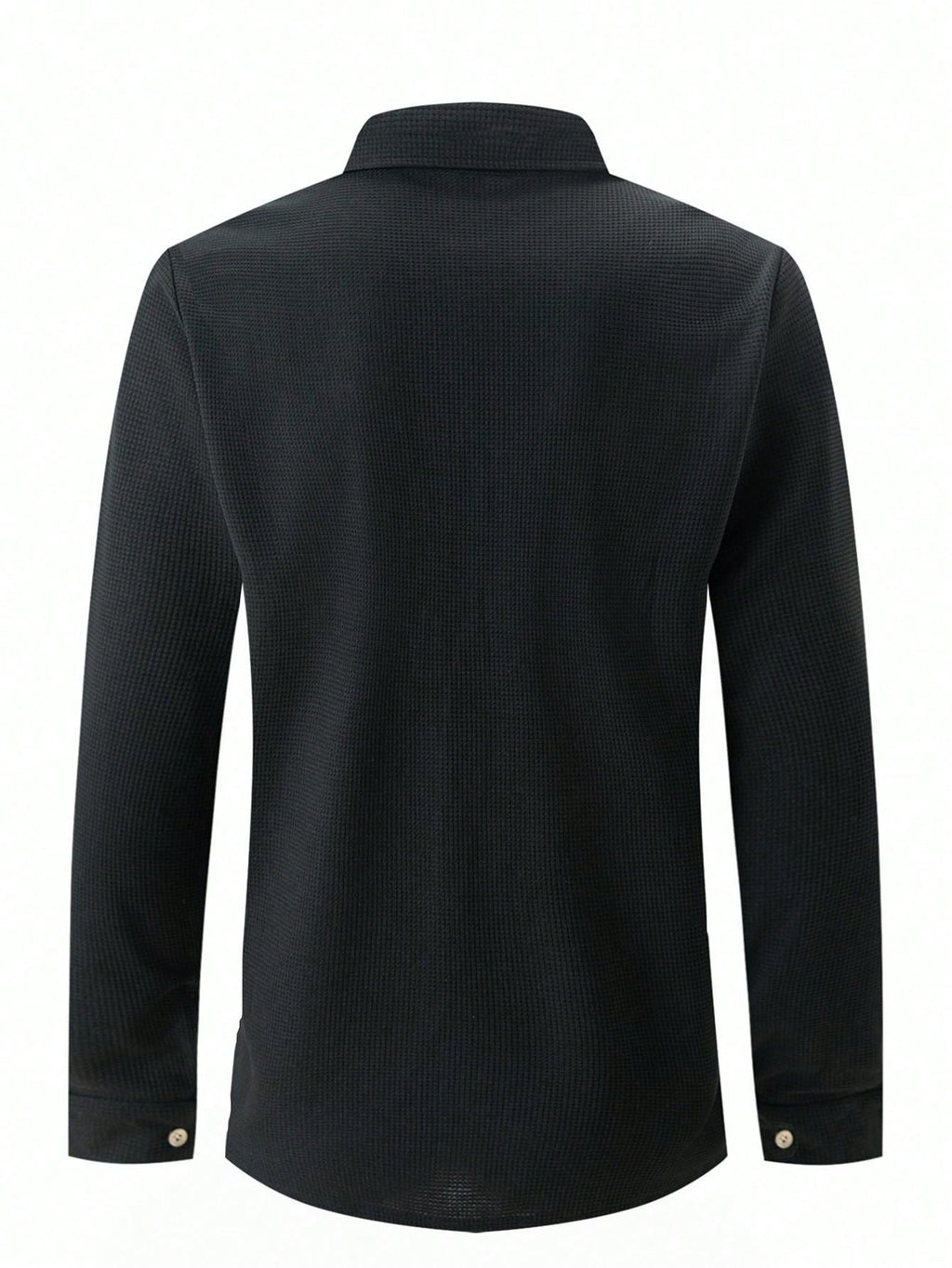 1 set Chemise manches longues de couleur unie décontractée pour homme avec poche + pantalon